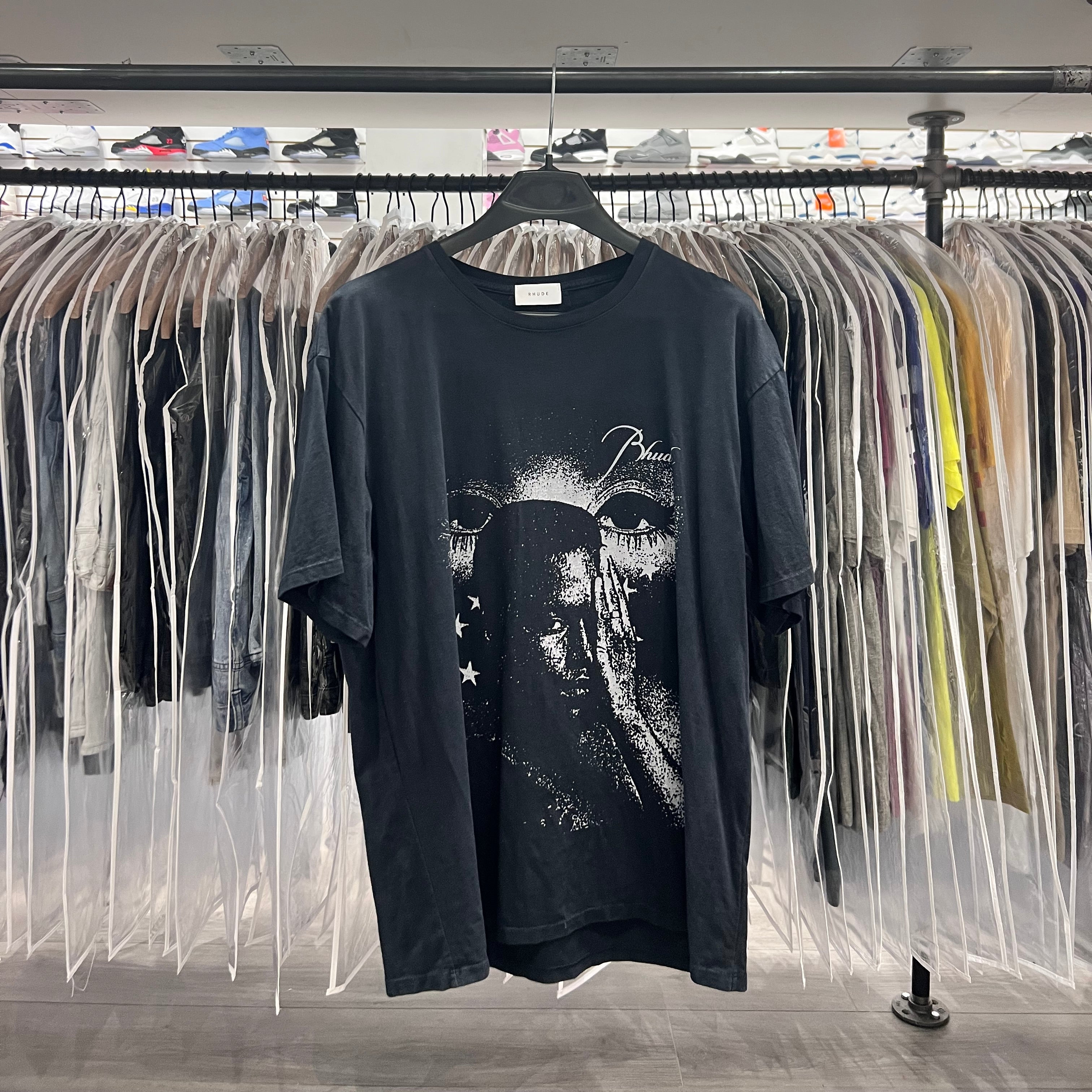 Rhude Tee Black White Eyes Graphic (Lightly Worn)