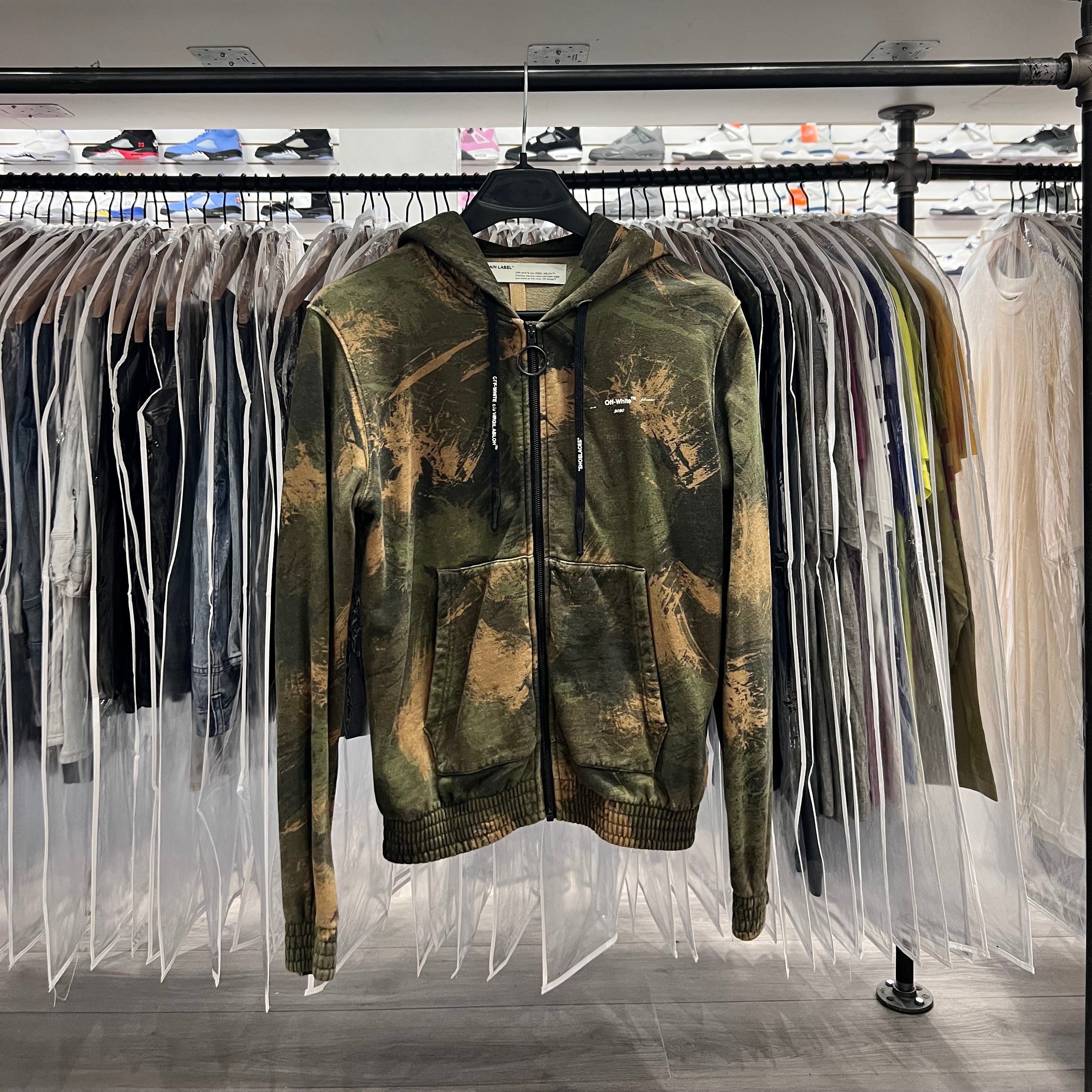 Off White Zip Up Hoodie Camo (Lightly Worn)