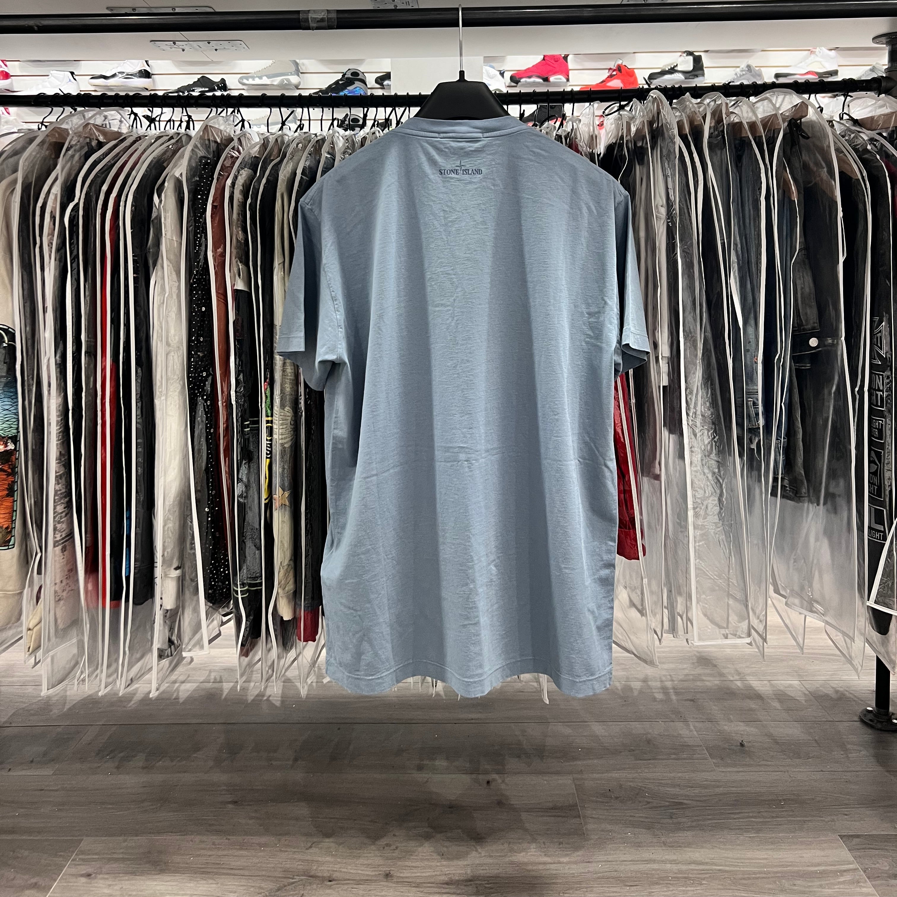 Stone Island Printed Logo Tee Sky Blue