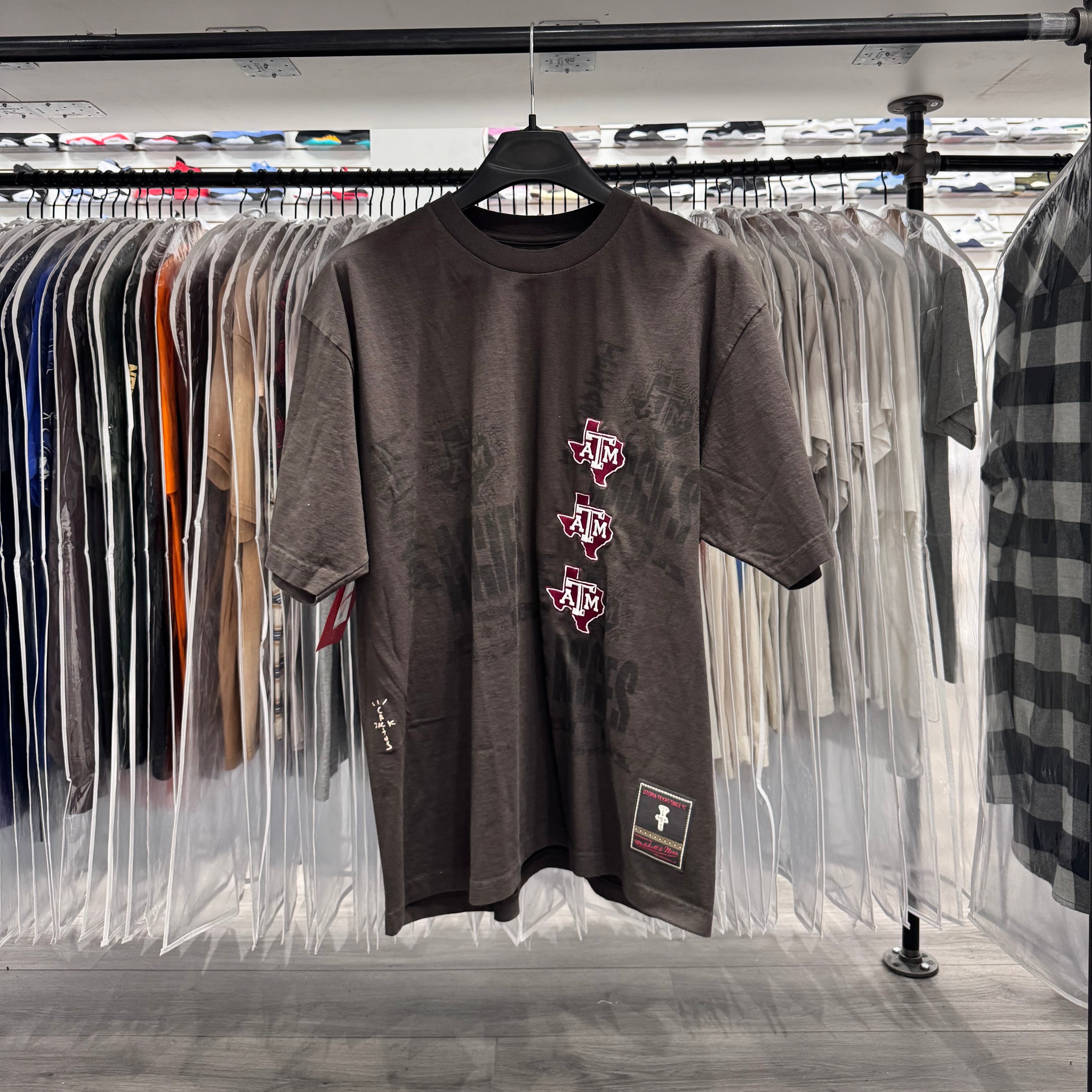 Travis Scott X Mitchell Ness Tee Brown Texas AM