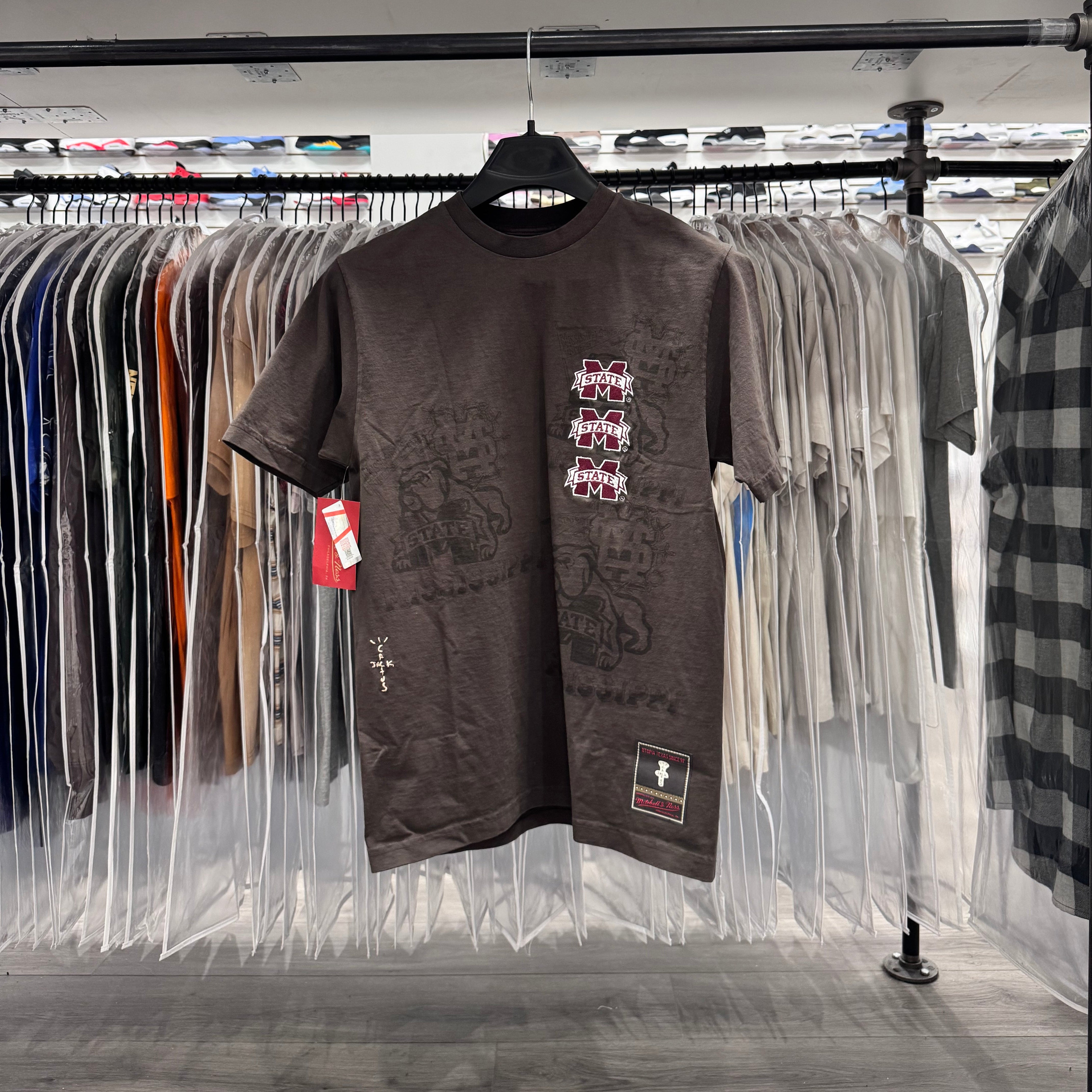 Travis Scott X Mitchell Ness Tee Brown Mississippi