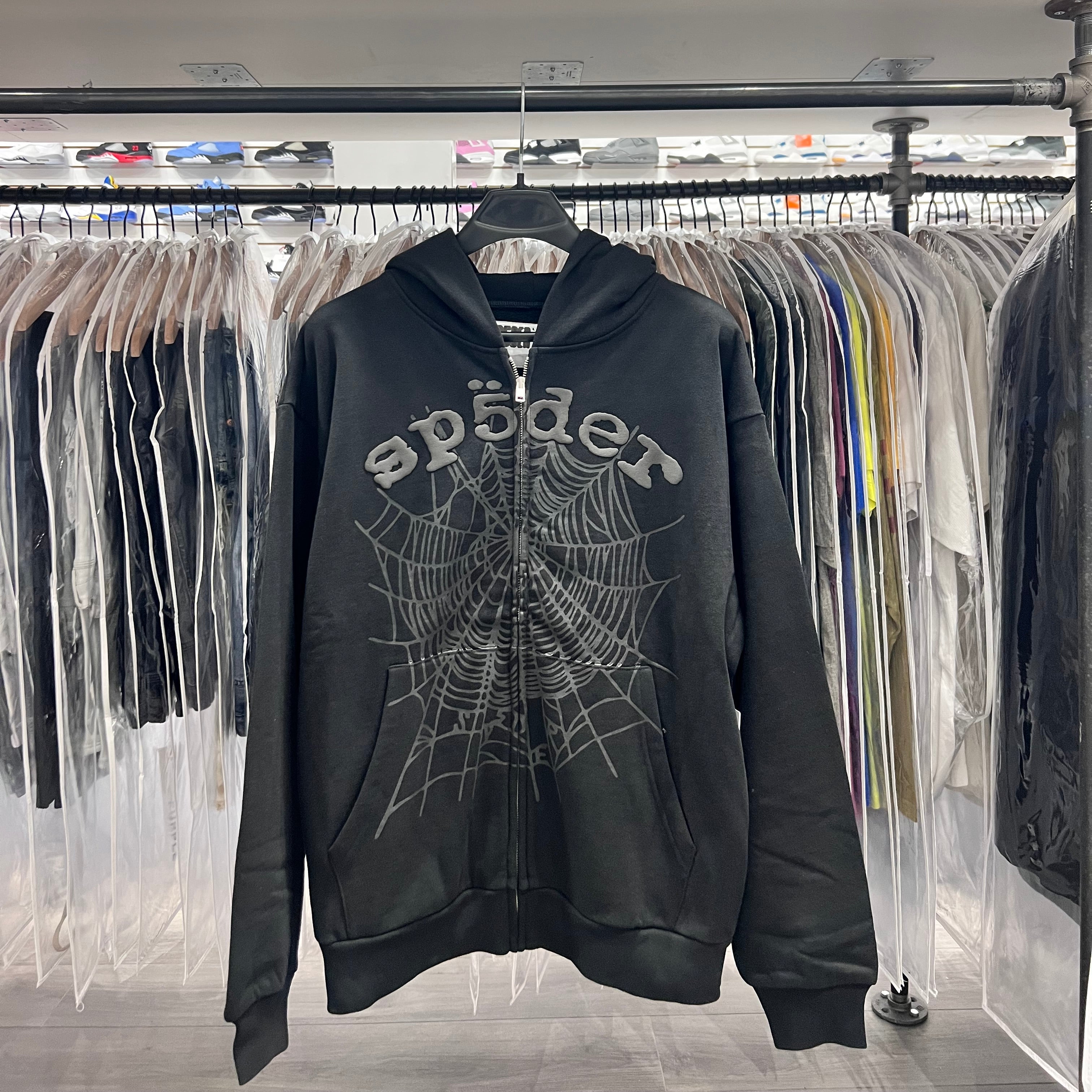 Sp5der OG Web Phantom V2 Black Zip Up Hoodie