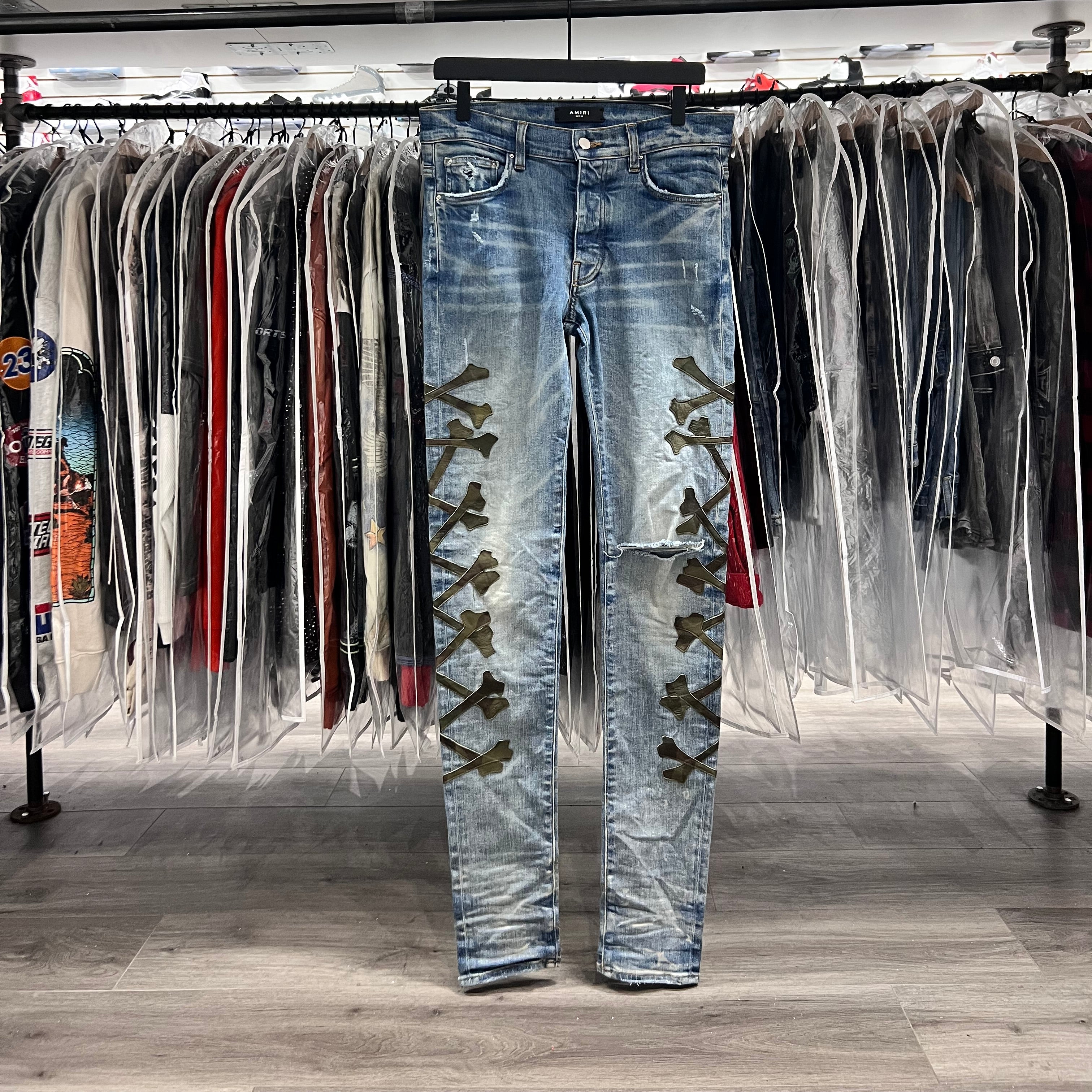 Amiri Cross Bones Camo Jeans Indigo (Lightly Worn)