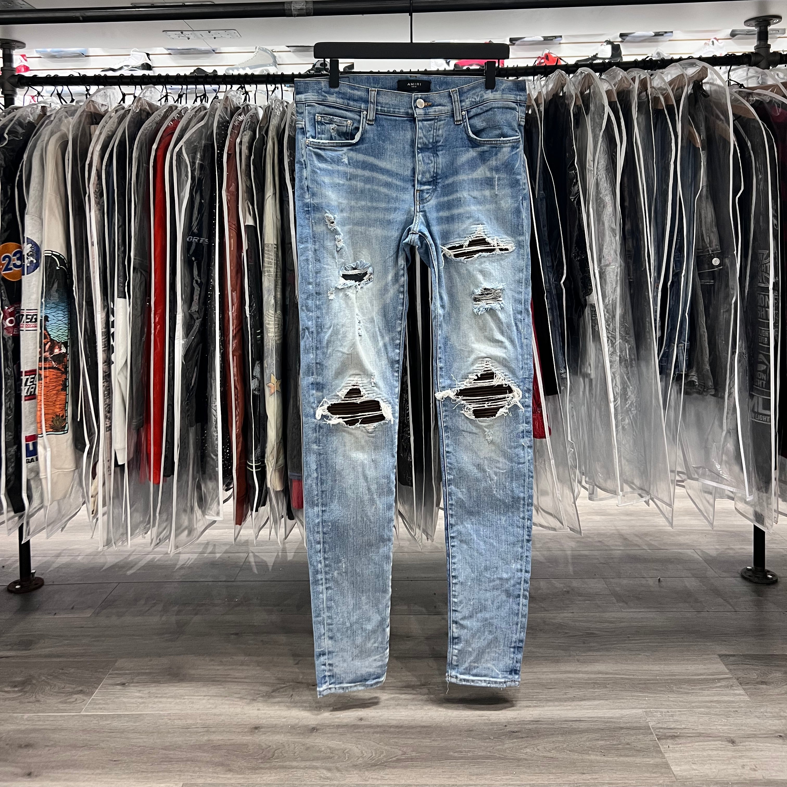 Amiri MX1 Light Blue Brown Patches (Lightly Worn)