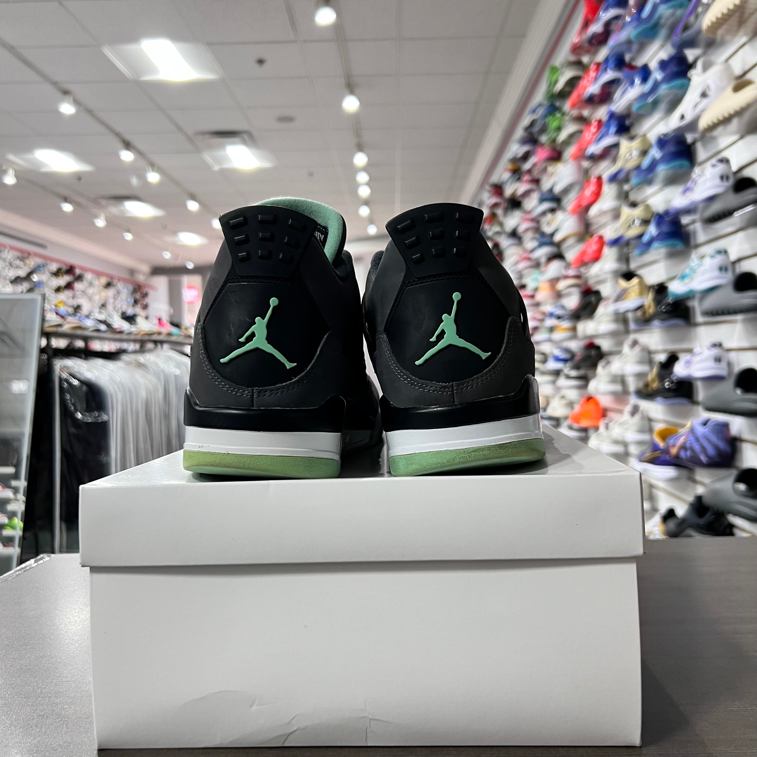 Jordan Retro 4 Mens Green Glow (Lightly Worn+Replacement Box)