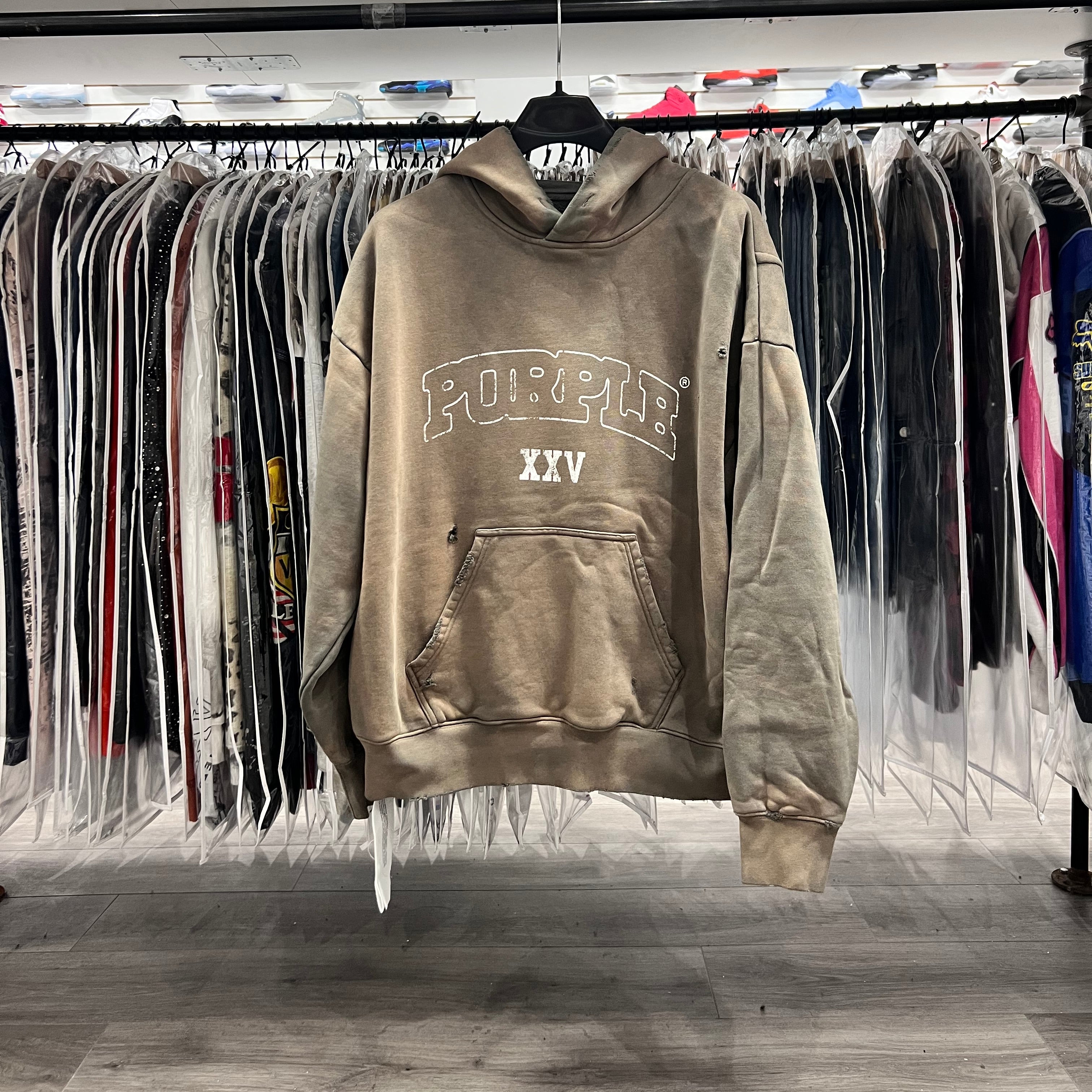 Purple Brand Slab Outline Hoodie Grey (Lightly Worn)