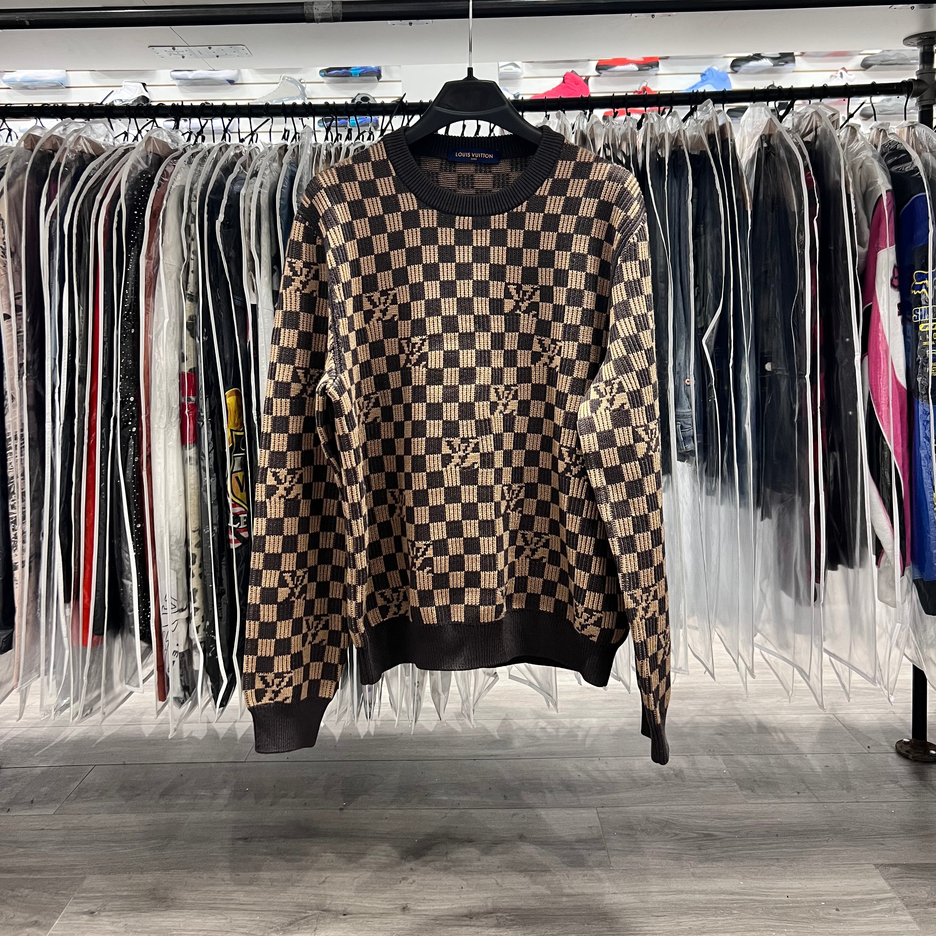 Louis Vuitton Damier Check Logo Sweater Brown (Lightly Worn)