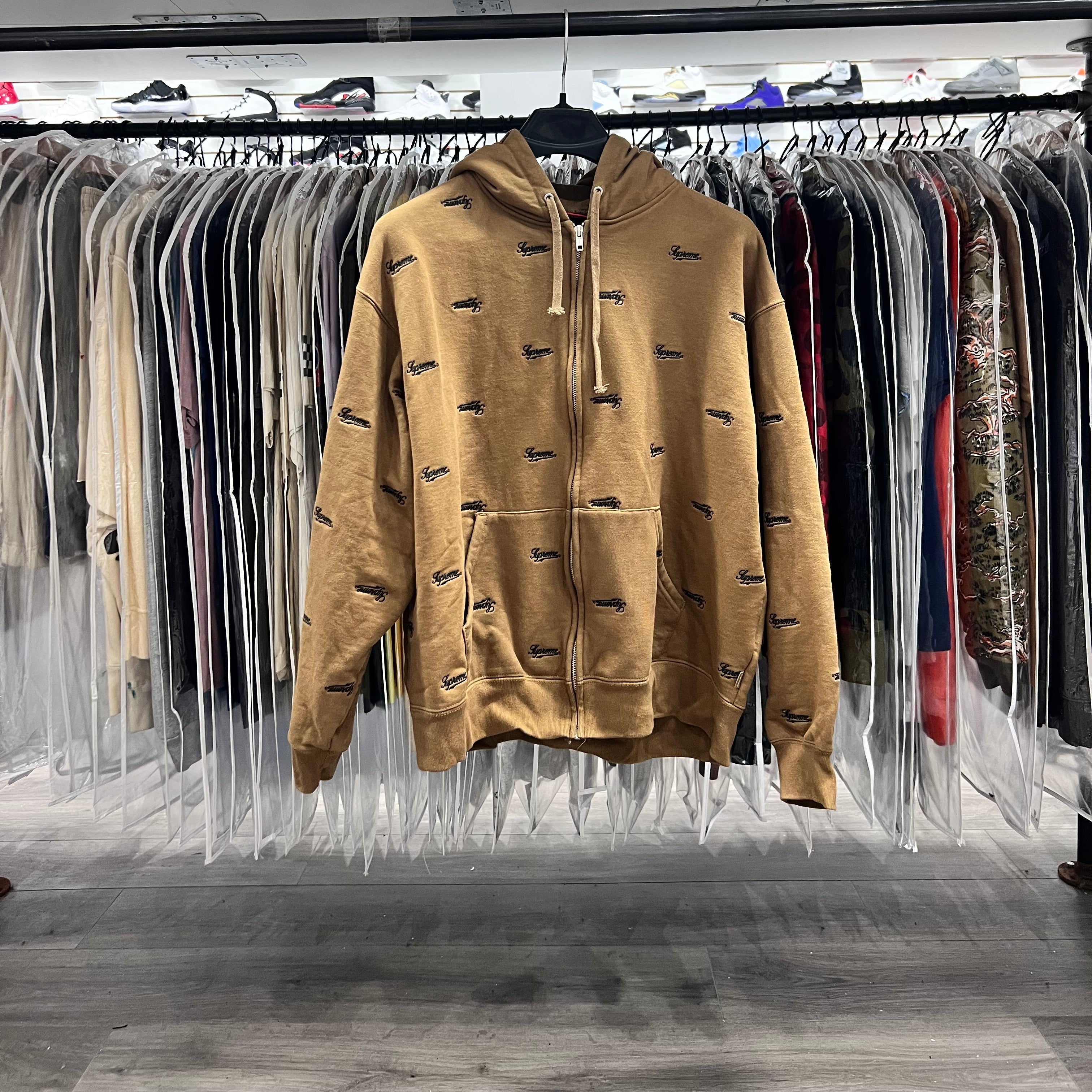 Supreme Repeat Script Zip Up Brown(Lightly Worn)