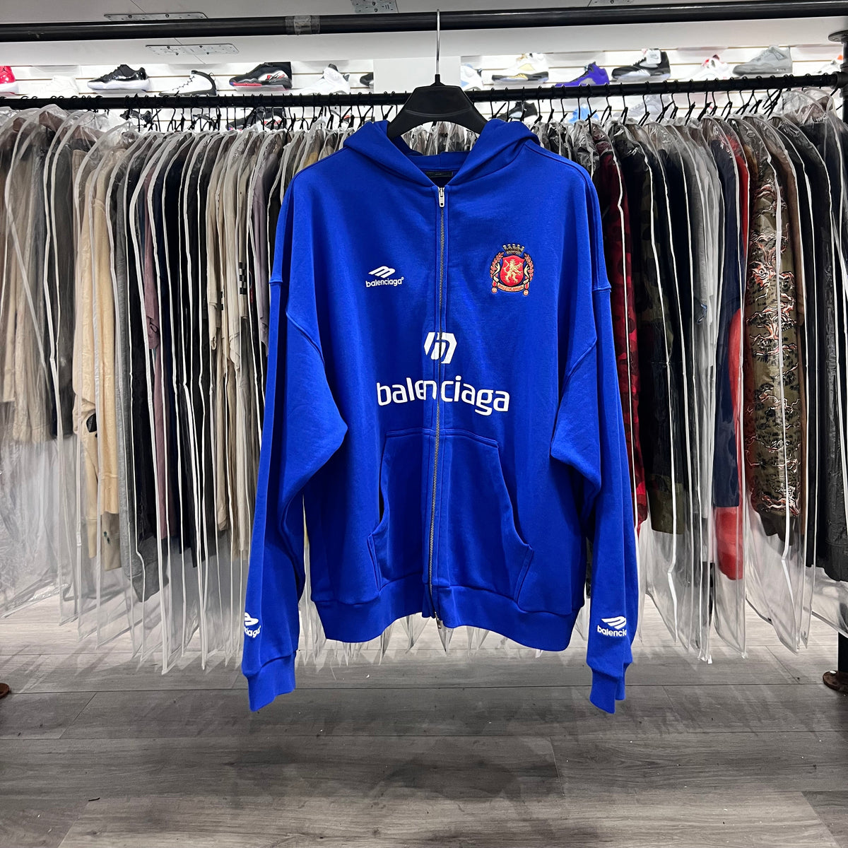 Balenciaga Blue Soccer Zip Up Hoodie (Lightly Worn)
