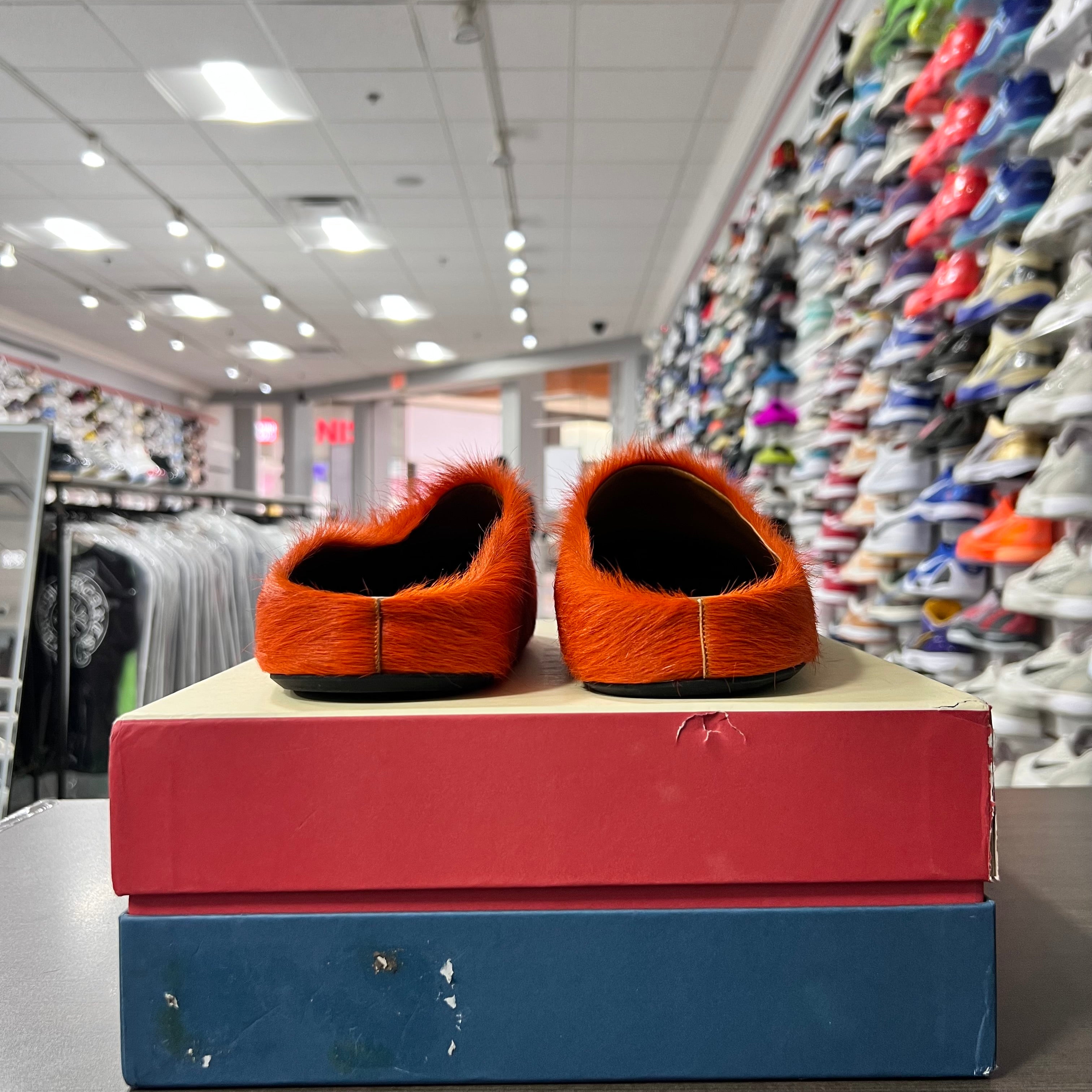 Marni Fussbett Pony Hair Mule Orange (Lightly Worn+Replacement Box)