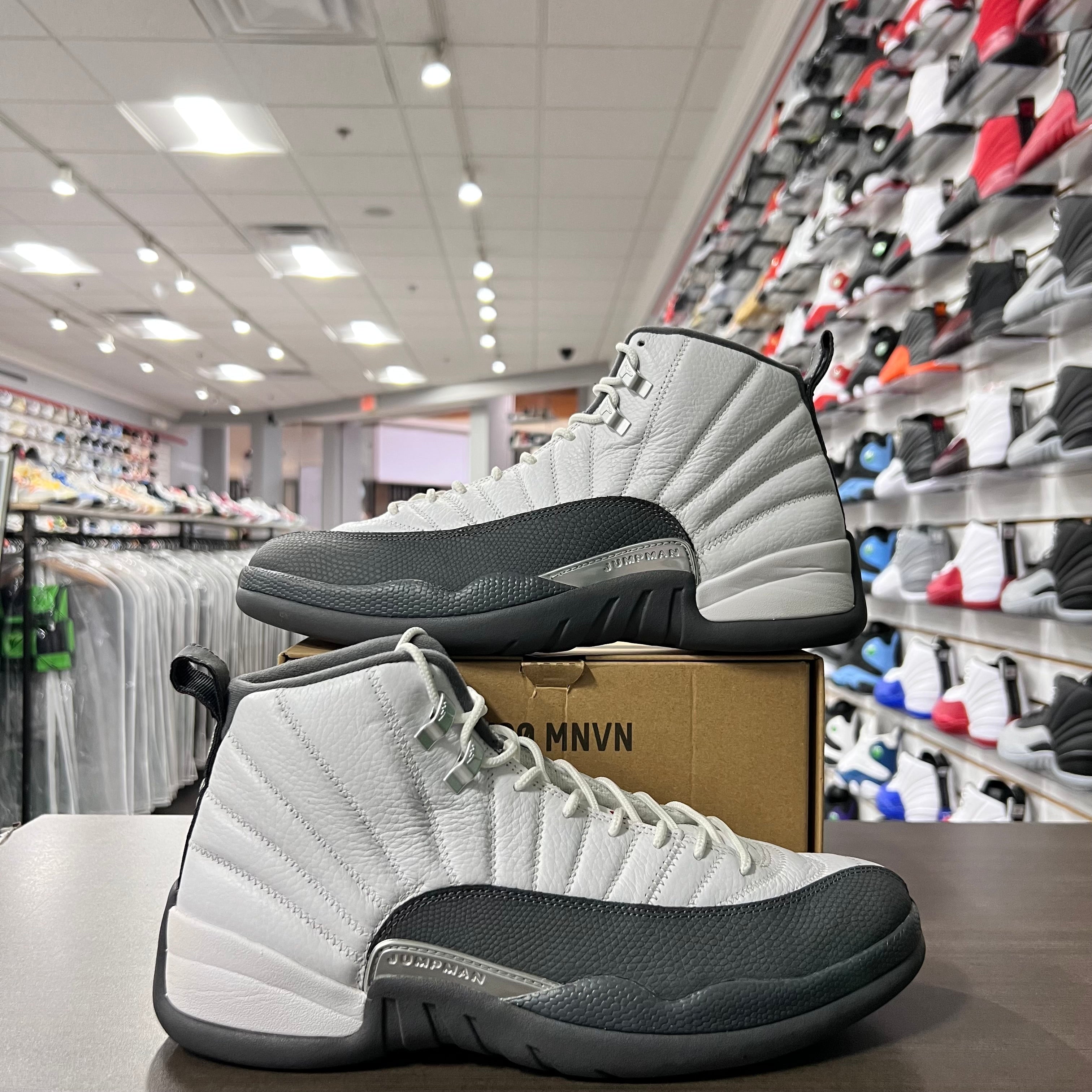 Jordan Retro 12 Mens White Dark Grey (Lightly Worn + Replacement Box)