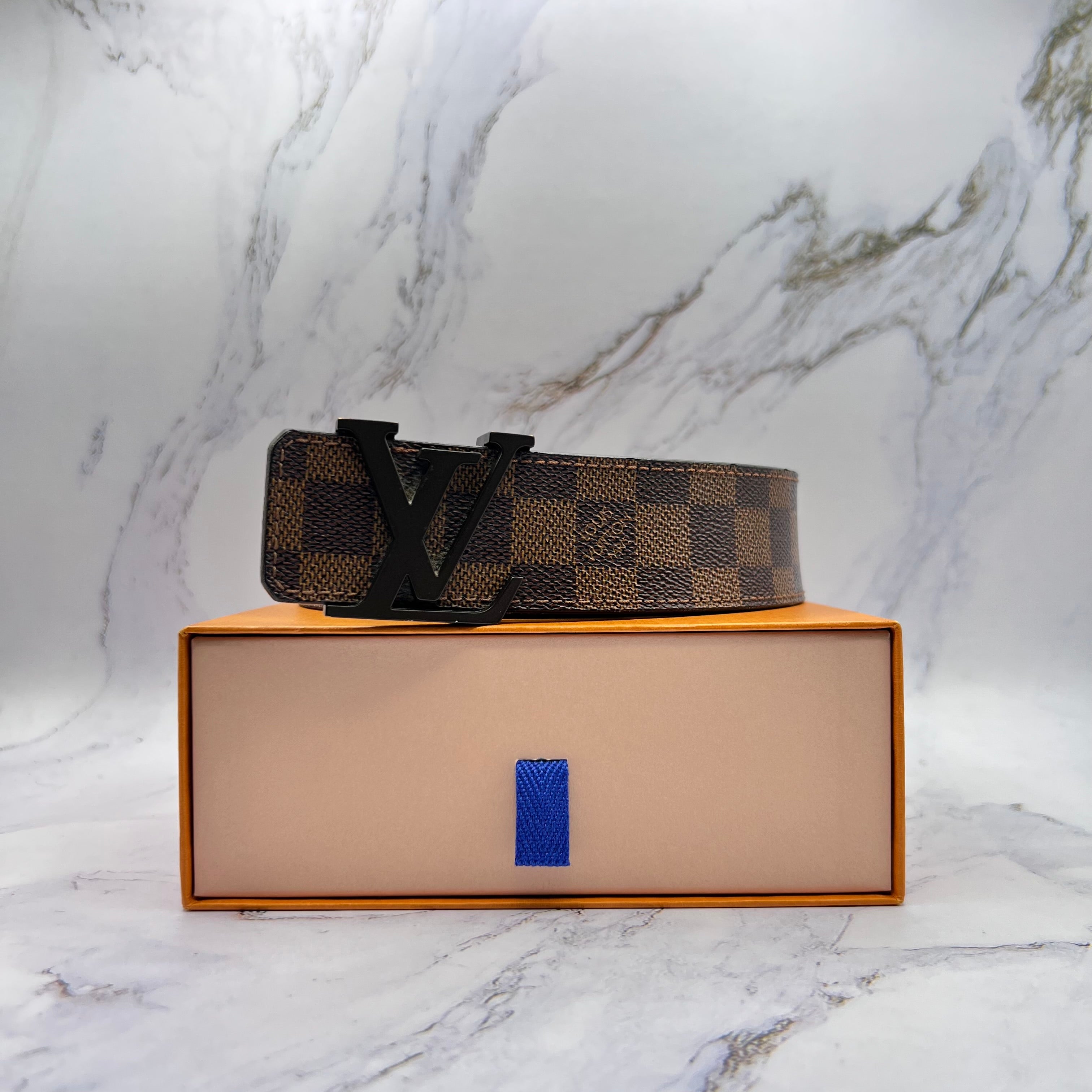 Louis Vuitton LV Initales Damier Ebene Belt Black Buckle (Lightly Worn)