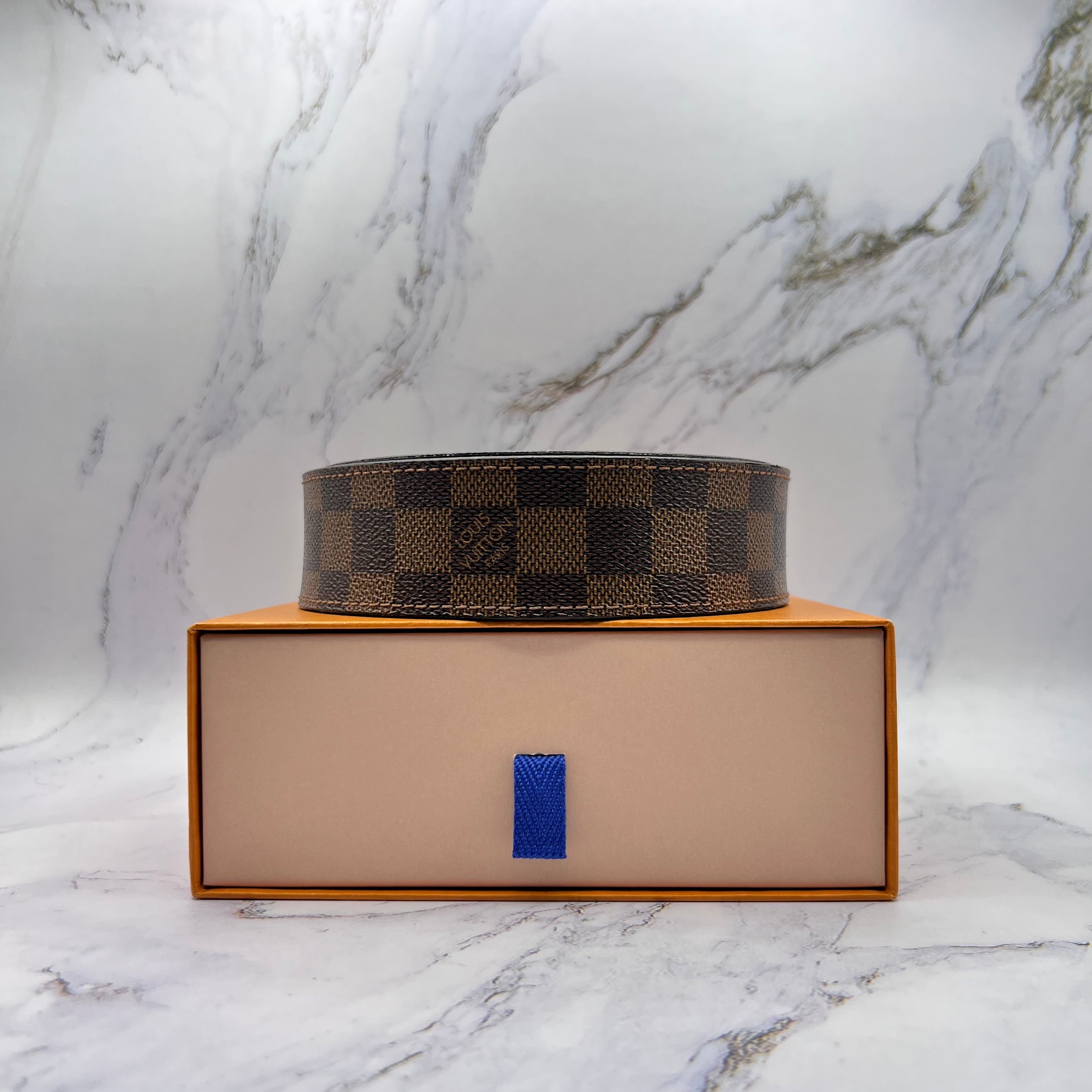 Louis Vuitton LV Initales Damier Ebene Belt Black Buckle (Lightly Worn)