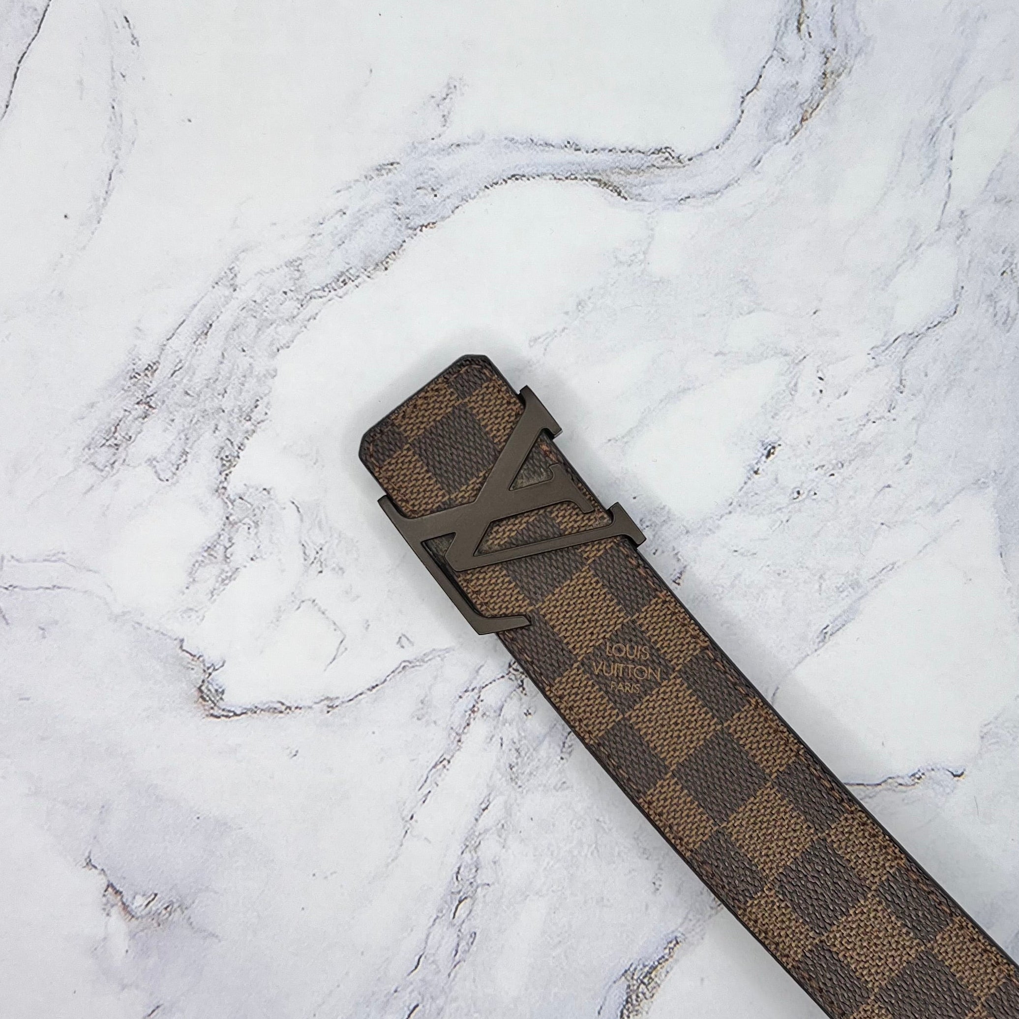 Louis Vuitton LV Initales Damier Ebene Belt Black Buckle (Lightly Worn)