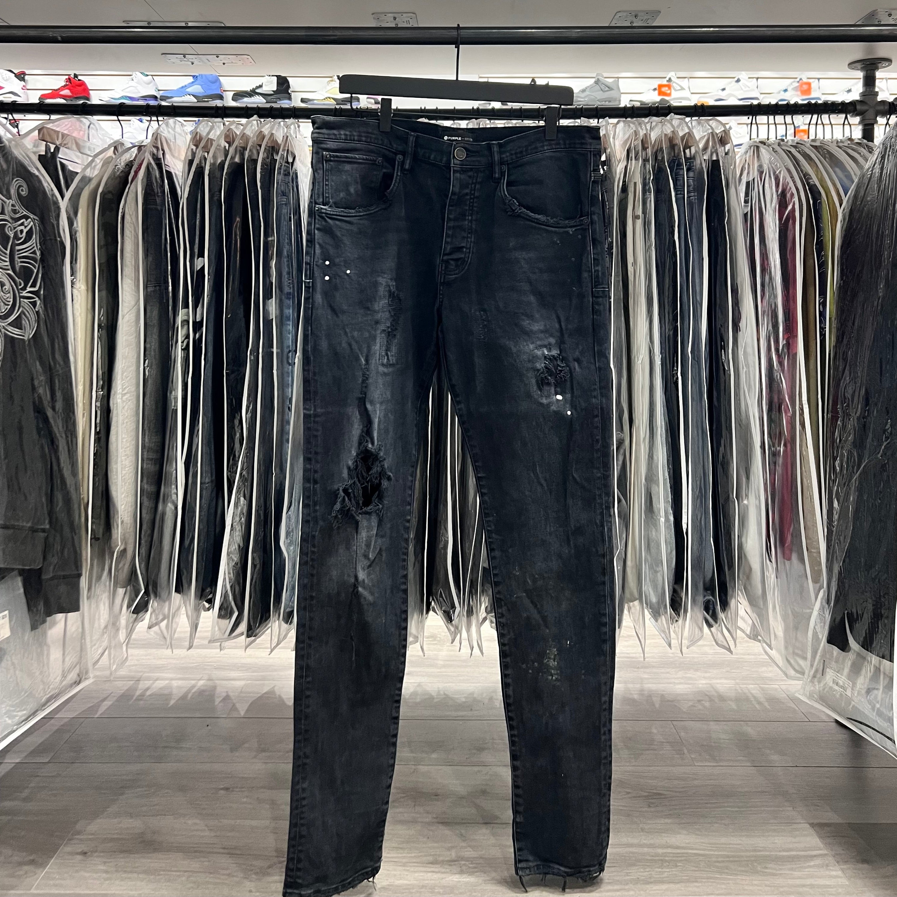 Purple Jeans Black Knee Rips (Lightly Worn)