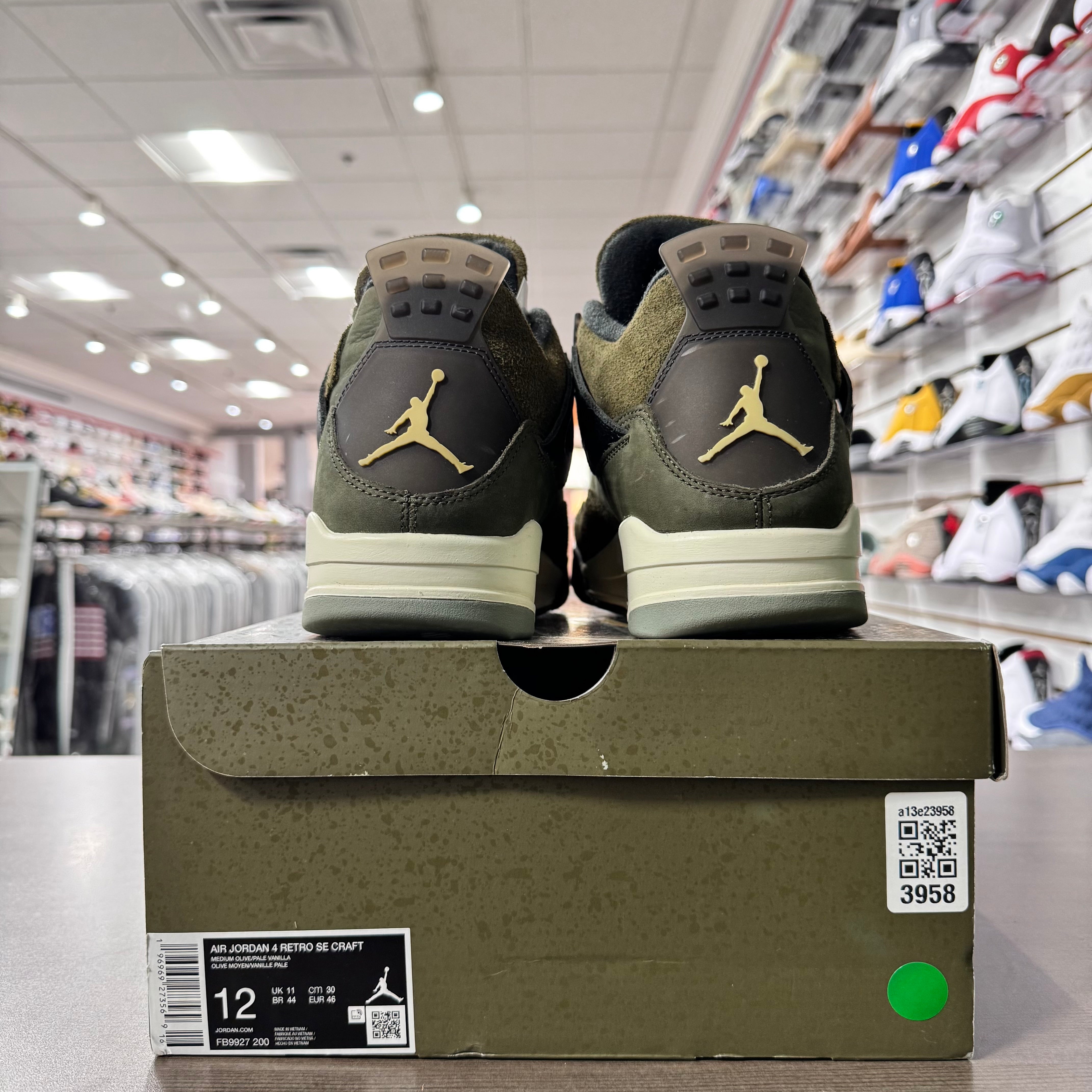 Jordan Retro 4 Mens Craft Olive (Lightly Worn)