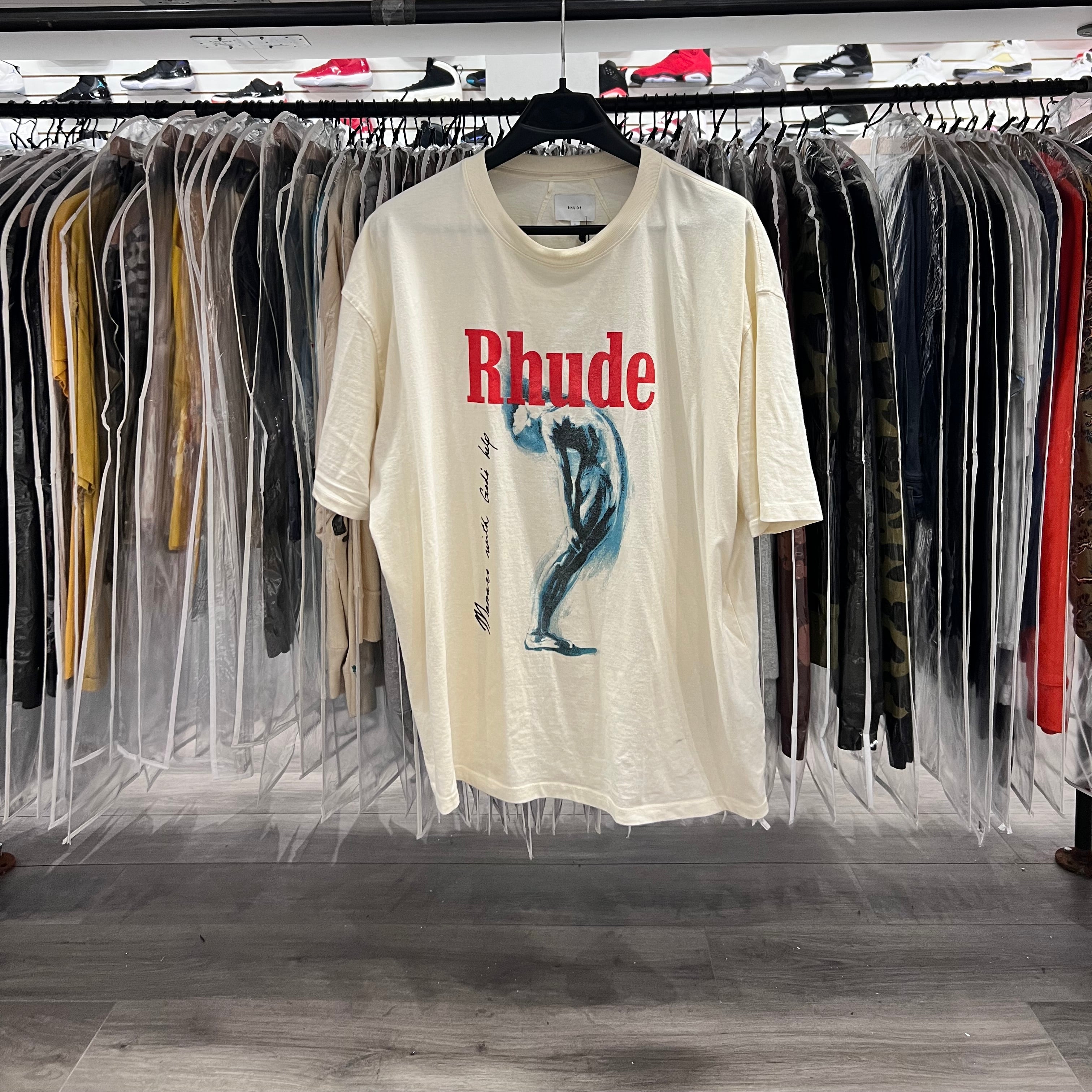 Rhude God Help Me T-Shirt Vintage White (Lightly Worn)