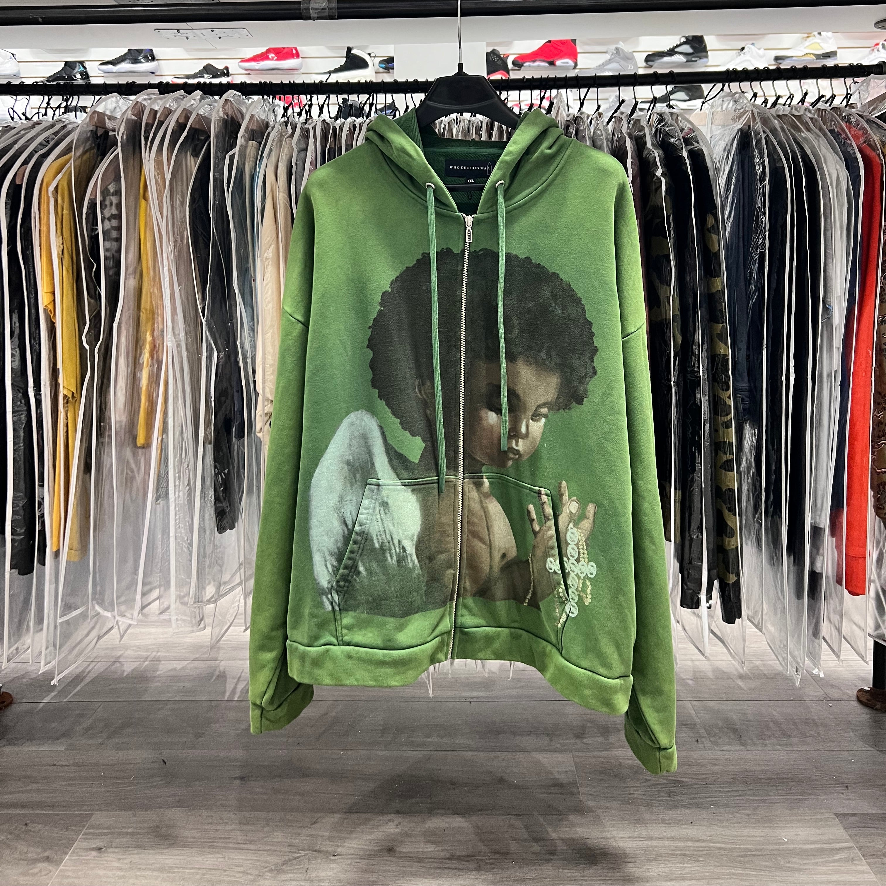 Who Decides War Sacred Being Green Zip Up (Lightly Worn)