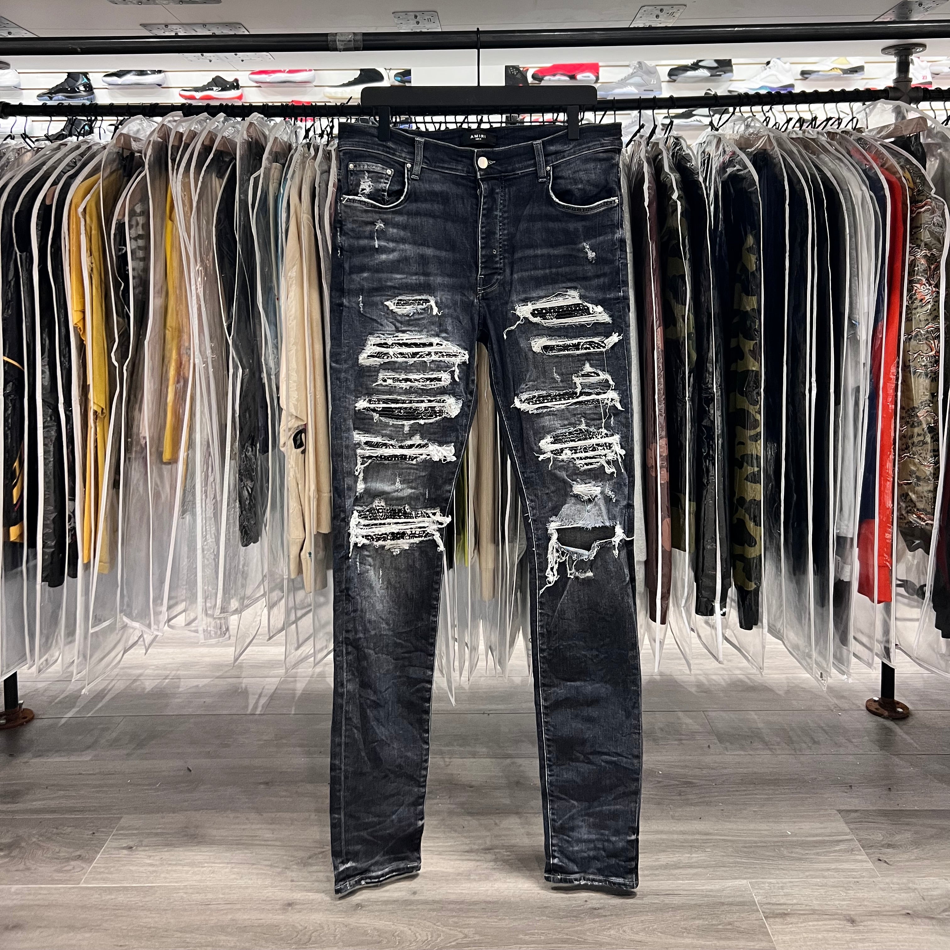 Amiri MX1 Black Paisley Jeans (Lightly Worn)