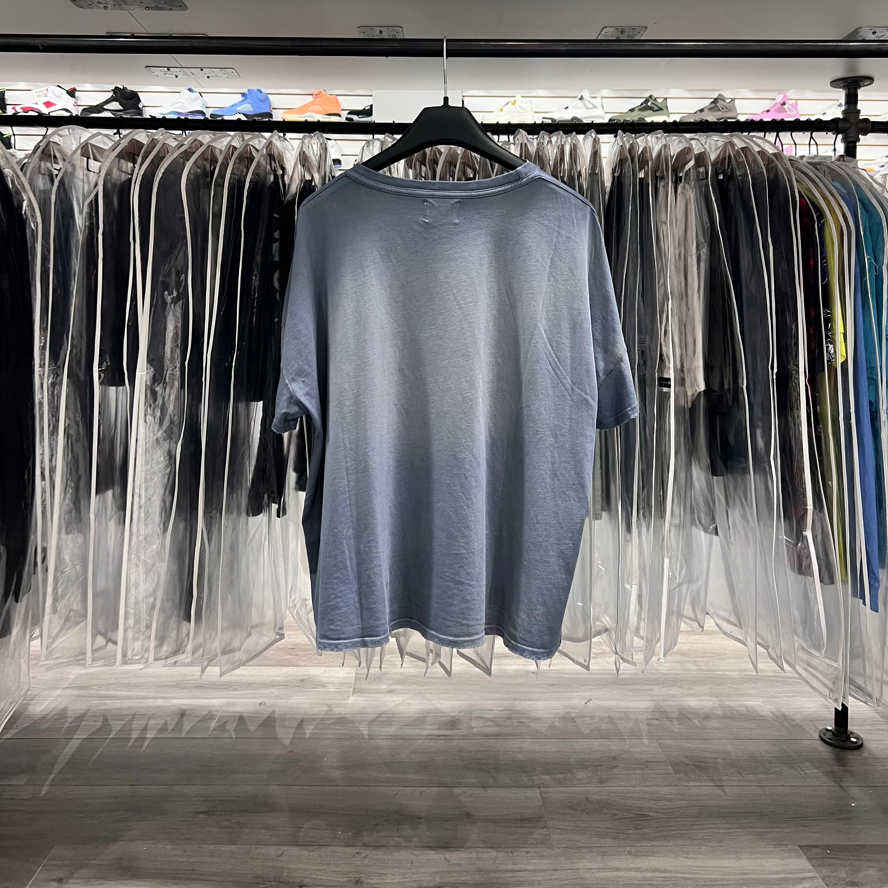 Rhude Sun Faded Script Logo Tee Grey (Lightly Worn)