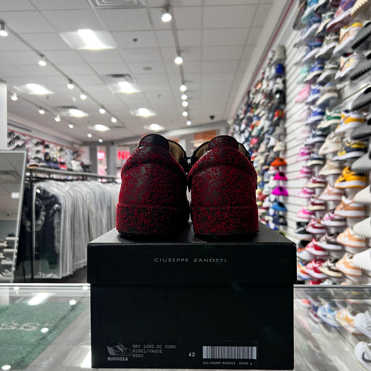 Giuseppe Zanotti Frankie Low-Top Sneakers Black/Red Drops (Lightly Worn)