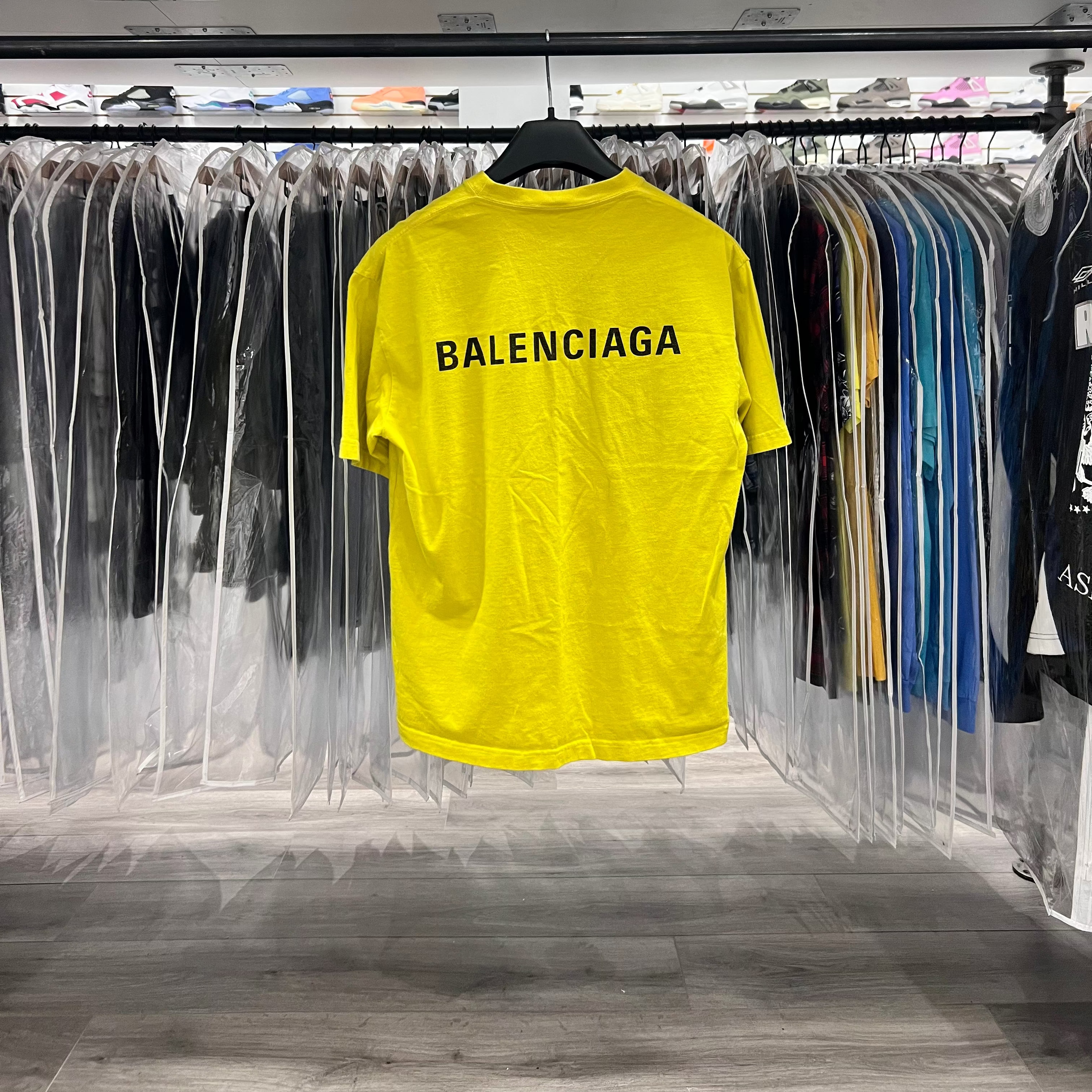 Balenciaga Logo Tee Yellow (Lightly Worn+Stains)