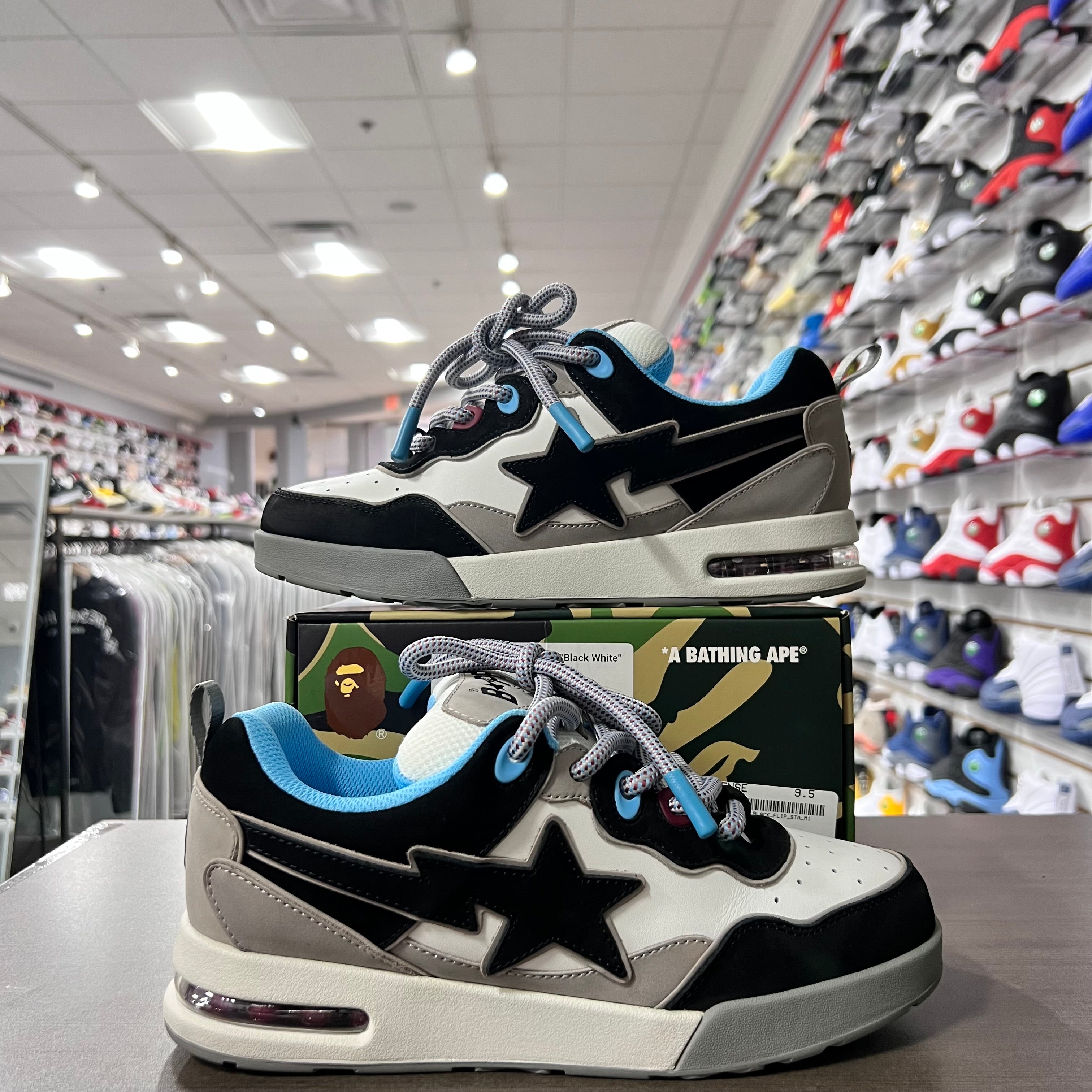 A Bathing Ape Flip Sta Black White (Lightly Worn)