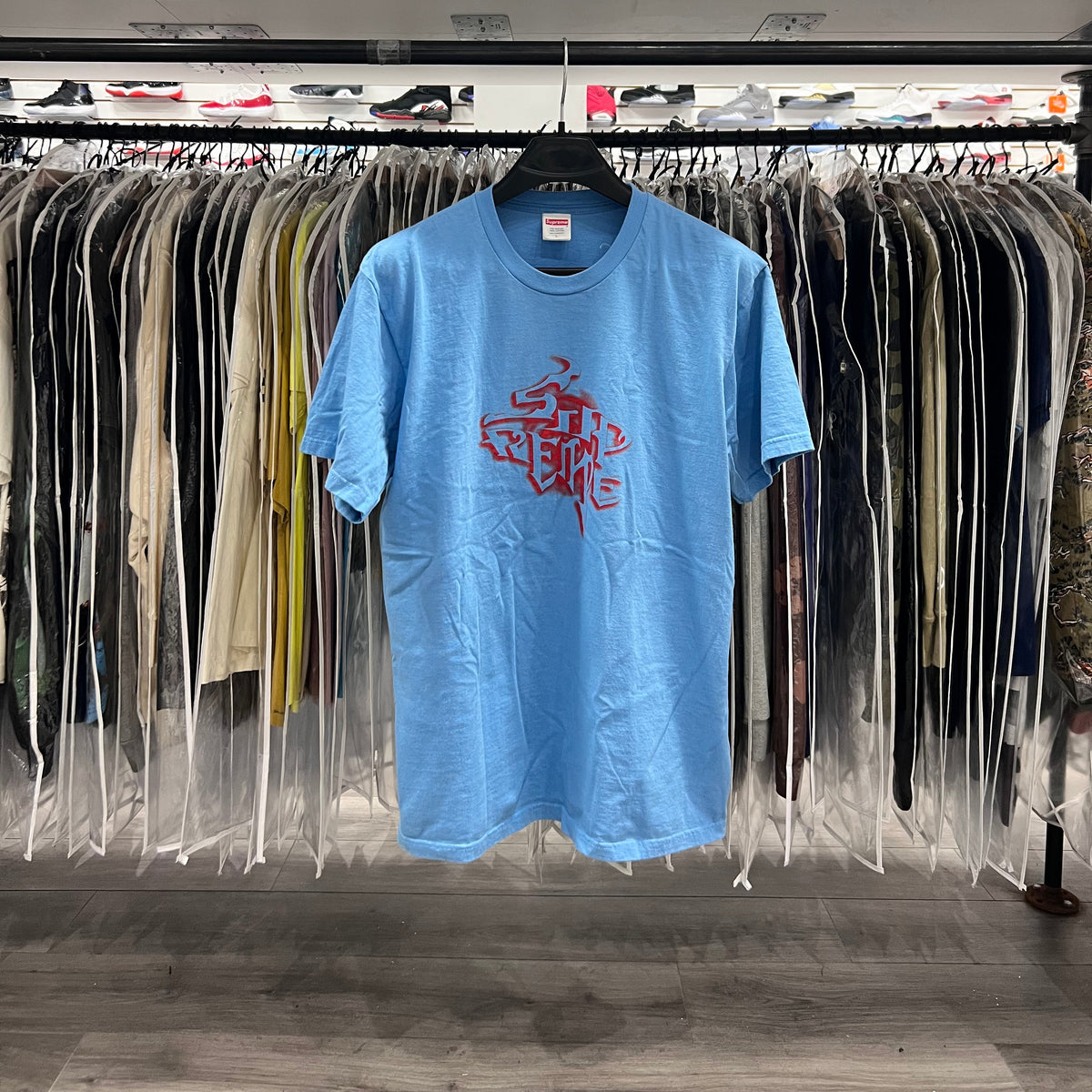 Supreme Smoke Tee Bright Blue/Red (Lightly Worn)
