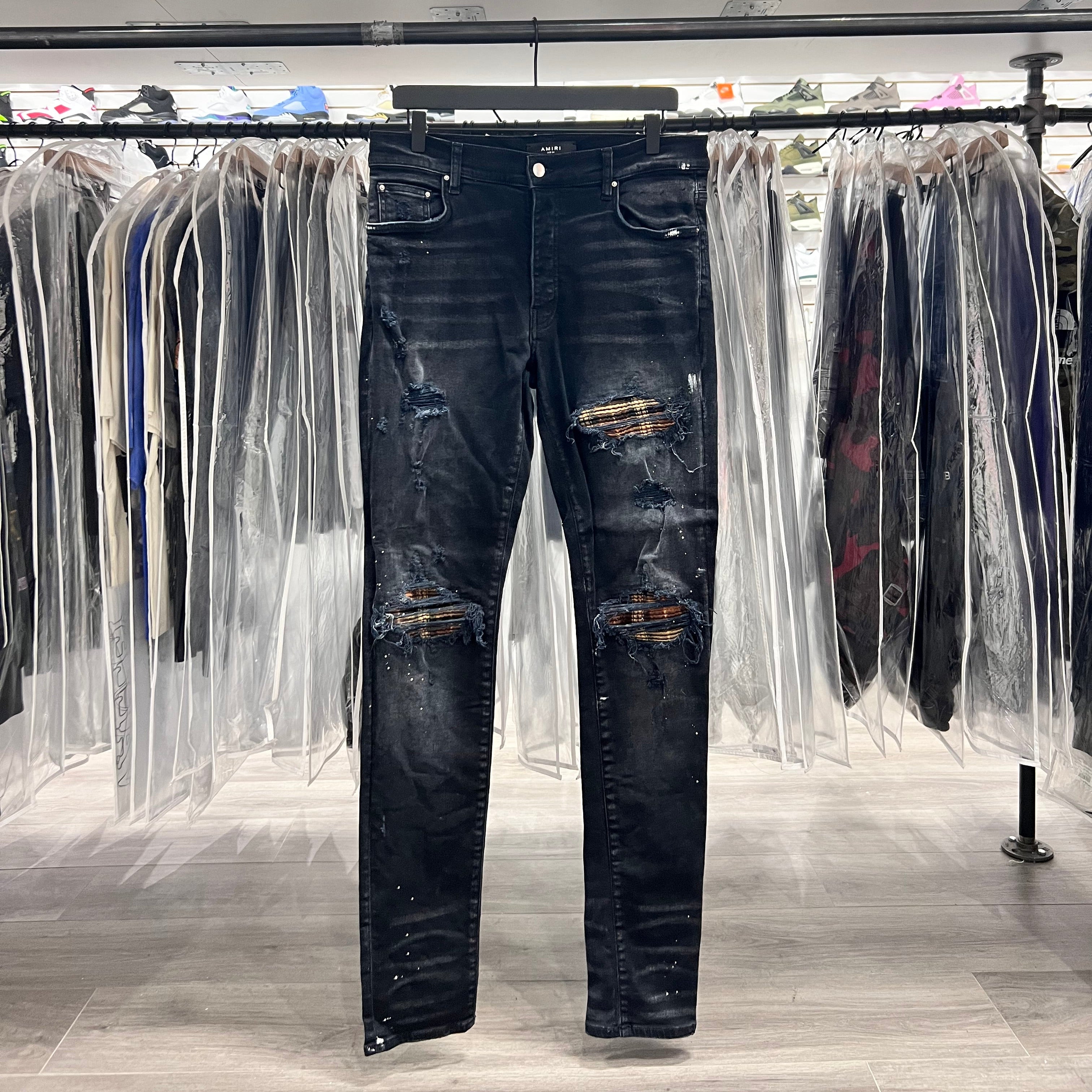 Amiri Jeans Black Plaid Patches (Lightly Worn)