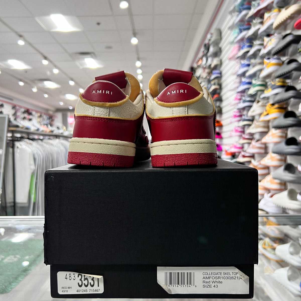 Amiri Red Skeleton White Cream Cracked Sneakers (Lightly Worn)
