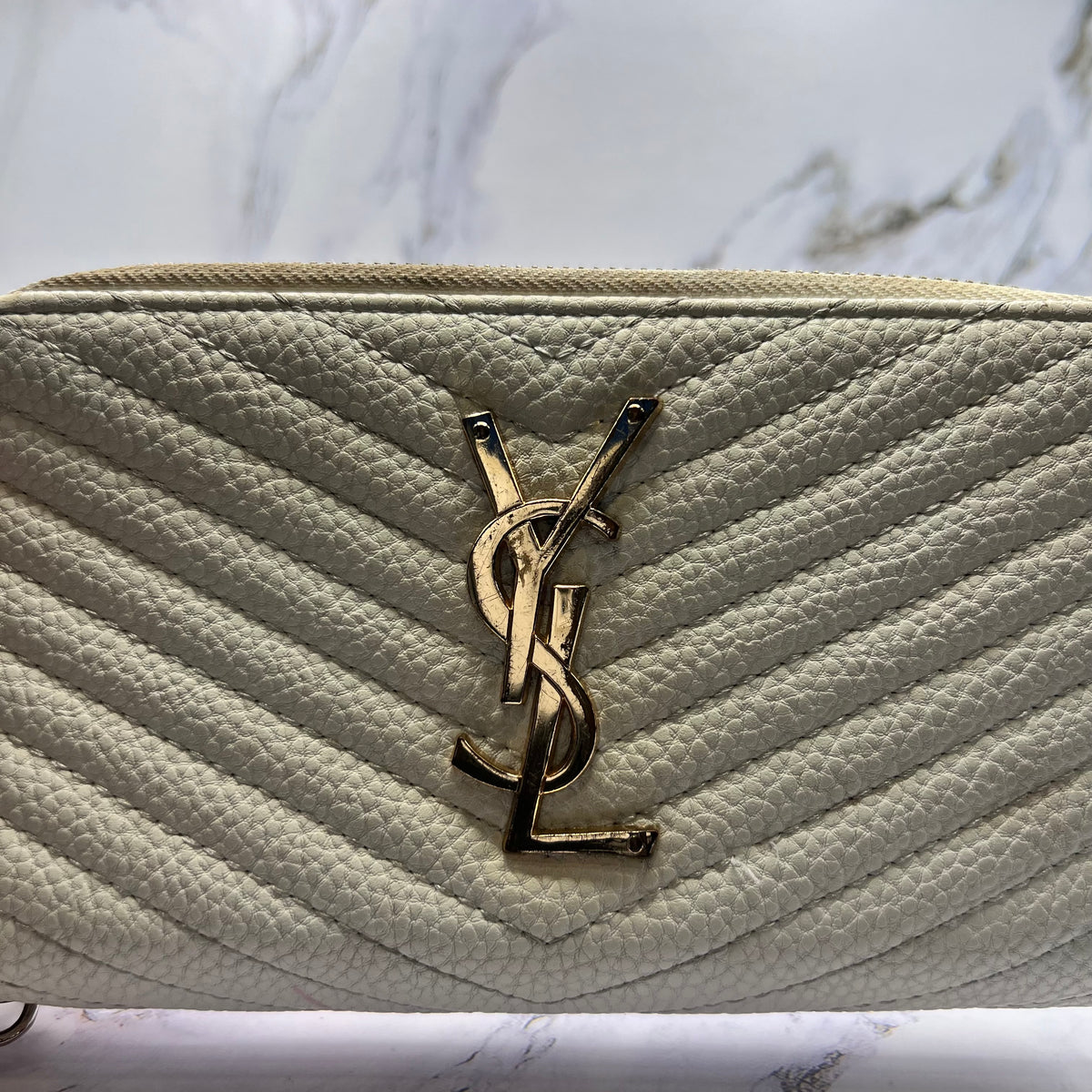 YSL Cassandre Matelasse Zip Wallet (Lightly Worn)