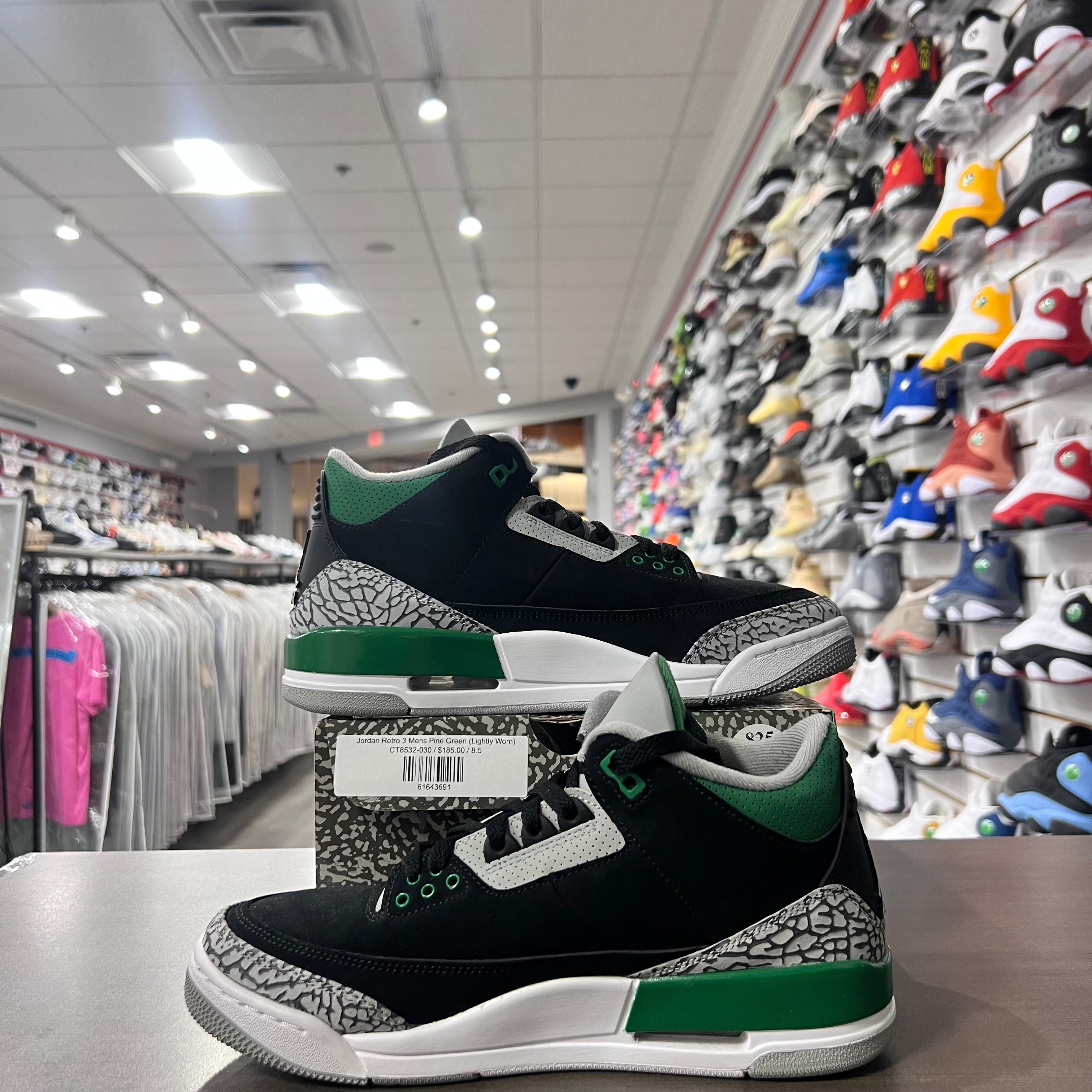 Jordan Retro 3 Mens Pine Green (Lightly Worn)