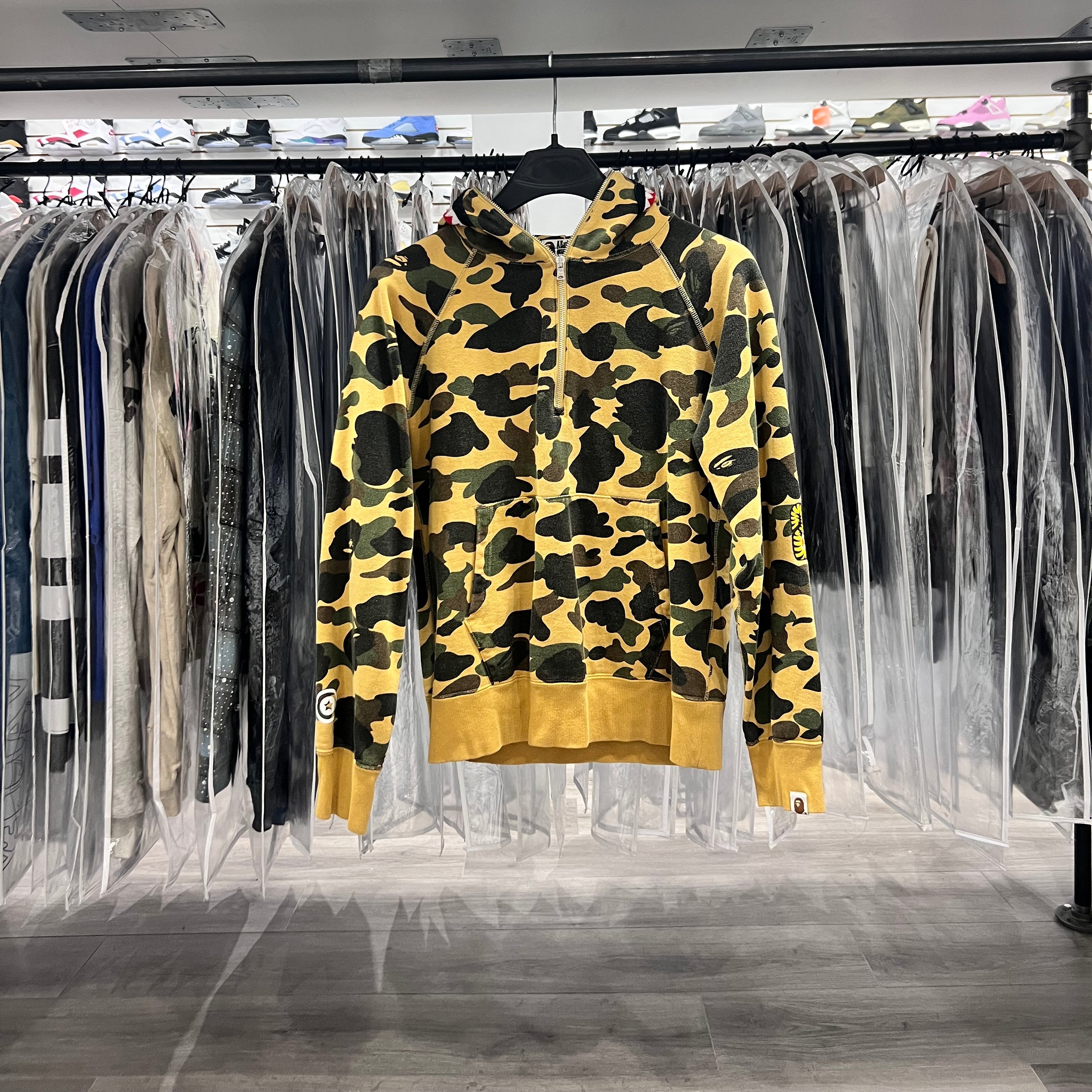 A Bathing Ape PONR Quarter Zip Yellow Camp (Lightly Worn)