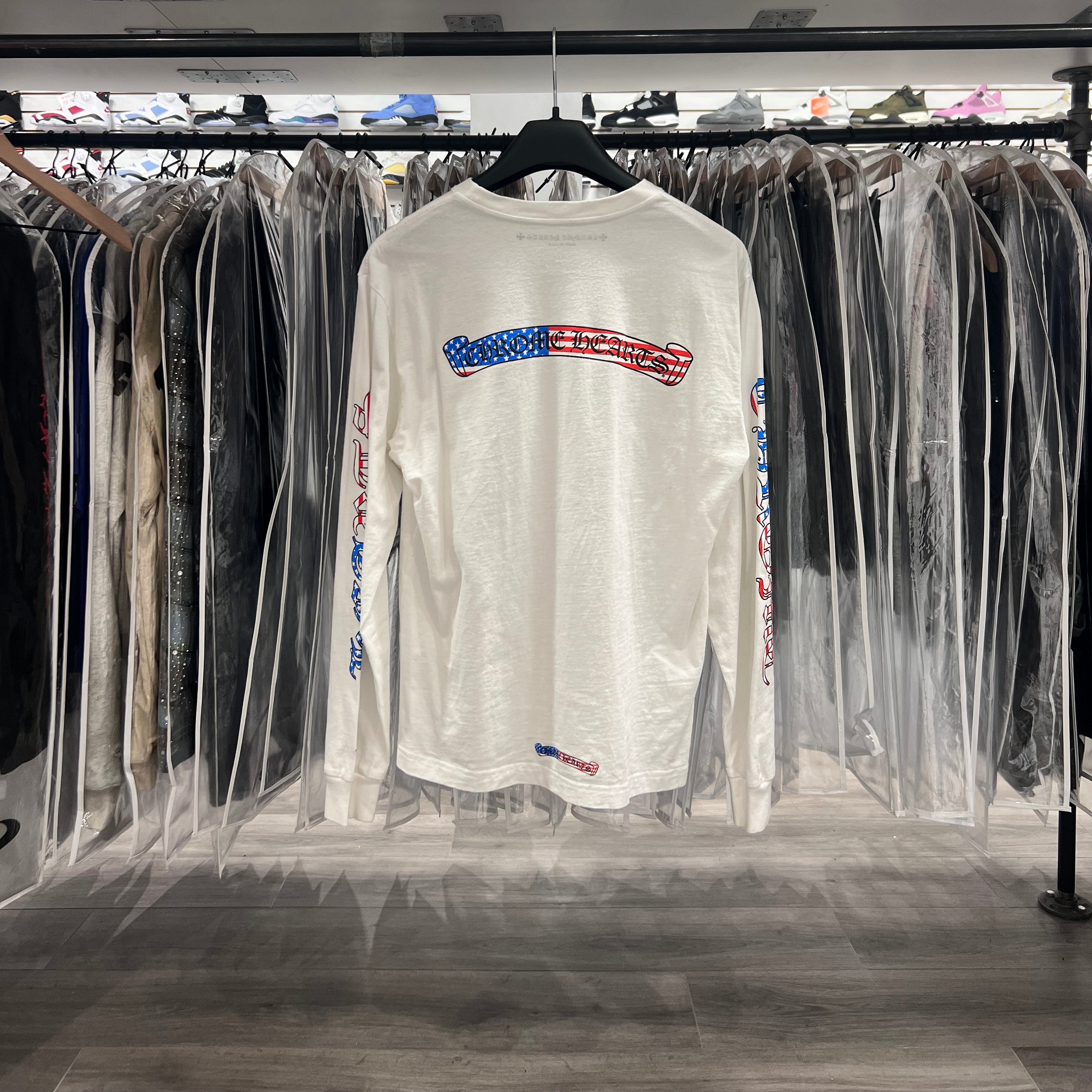 Chrome Hearts Matty Boy USA Long-Sleeve Tee White (Lightly Worn)