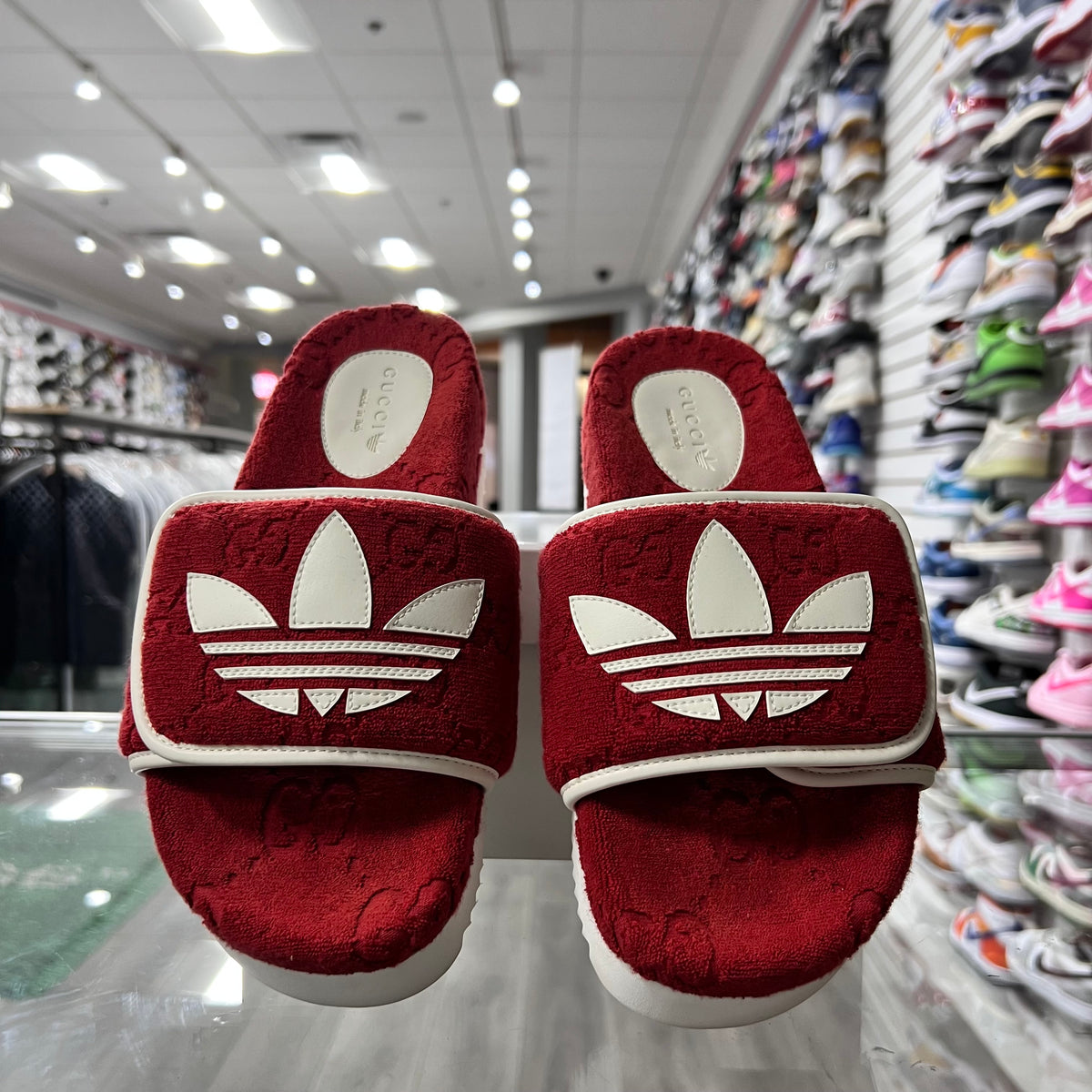 Gucci X Adidas Monogram Platform Slide Red (Lightly Worn+Replacement Box)