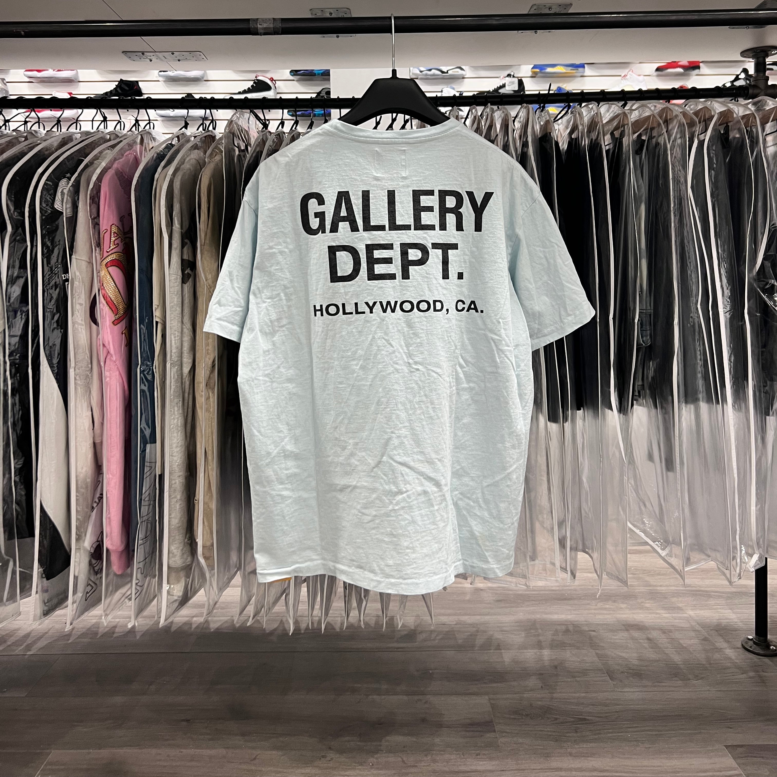 Gallery Dept Logo Tee Ice Blue (Lightly Worn+Staining Throughout)