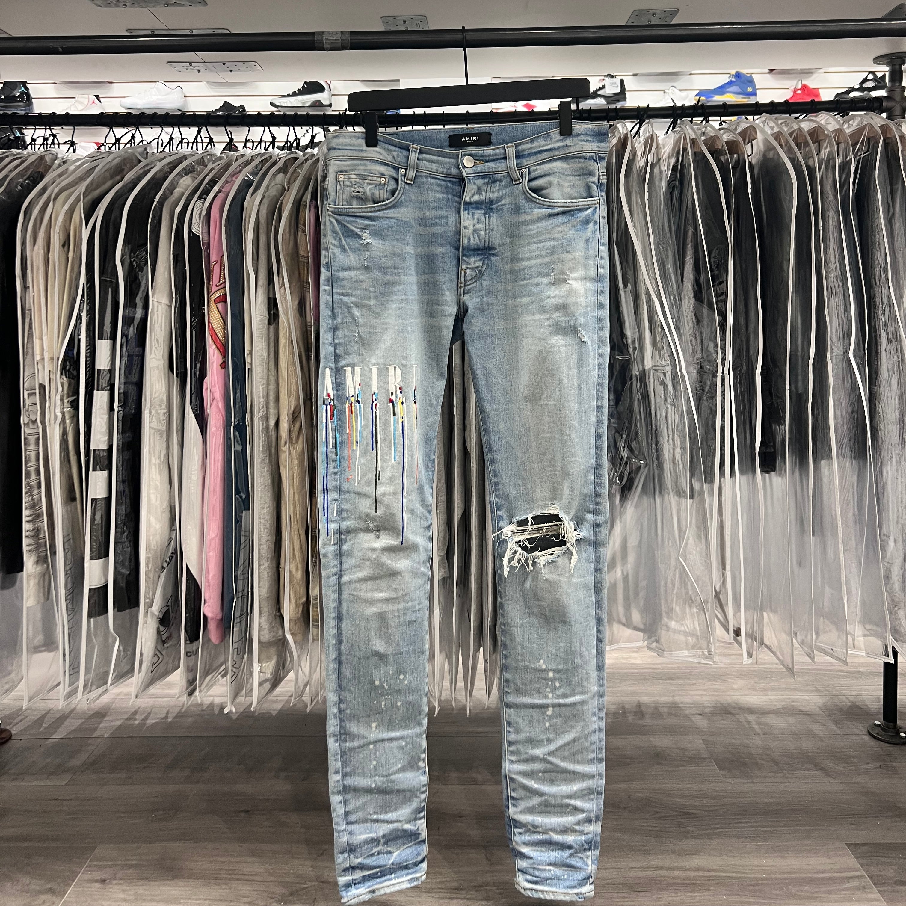 Amiri Paint Drip Logo Jeans (Lightly Worn)