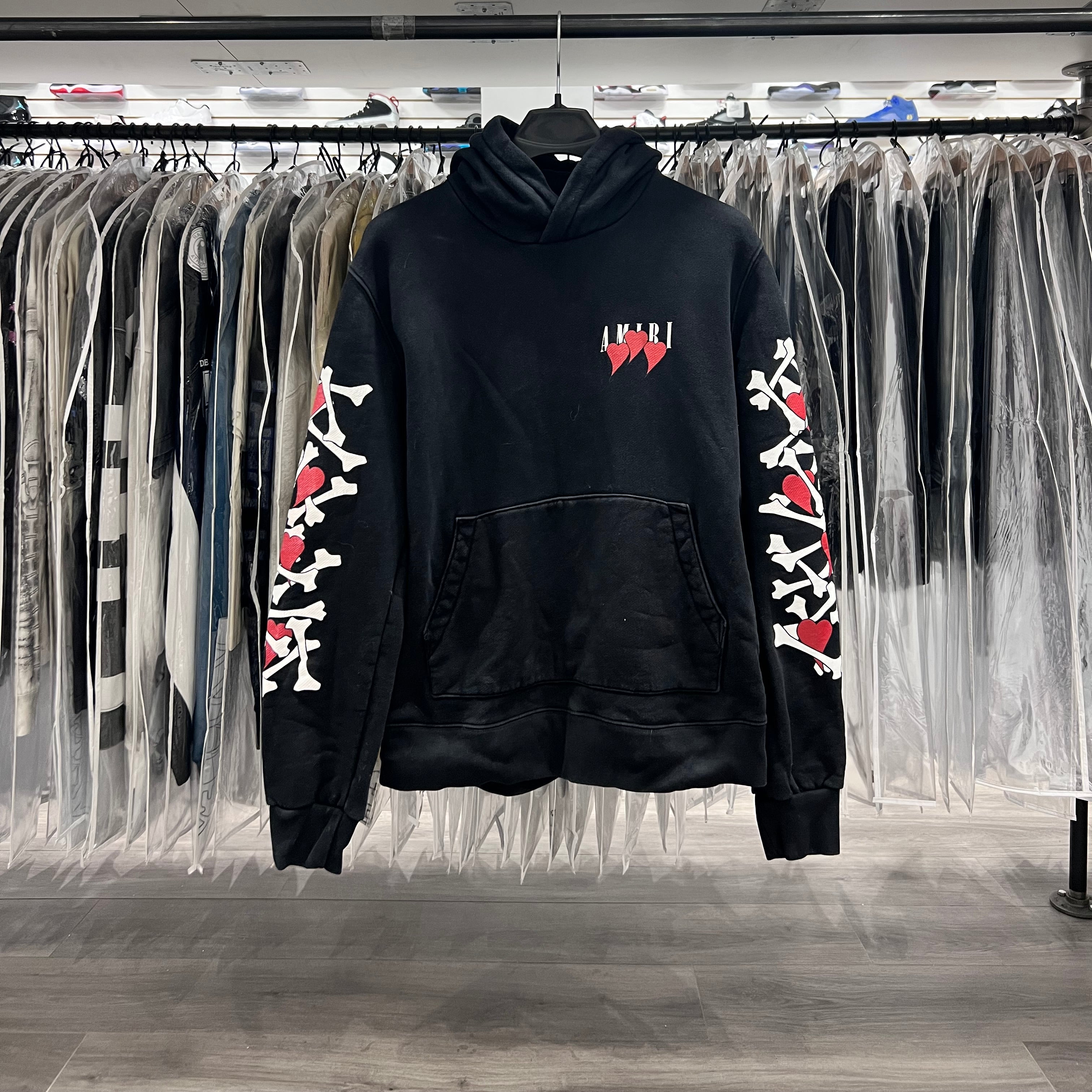 Amiri 3 Hearts Bones Hoodie Black (Lightly Worn)