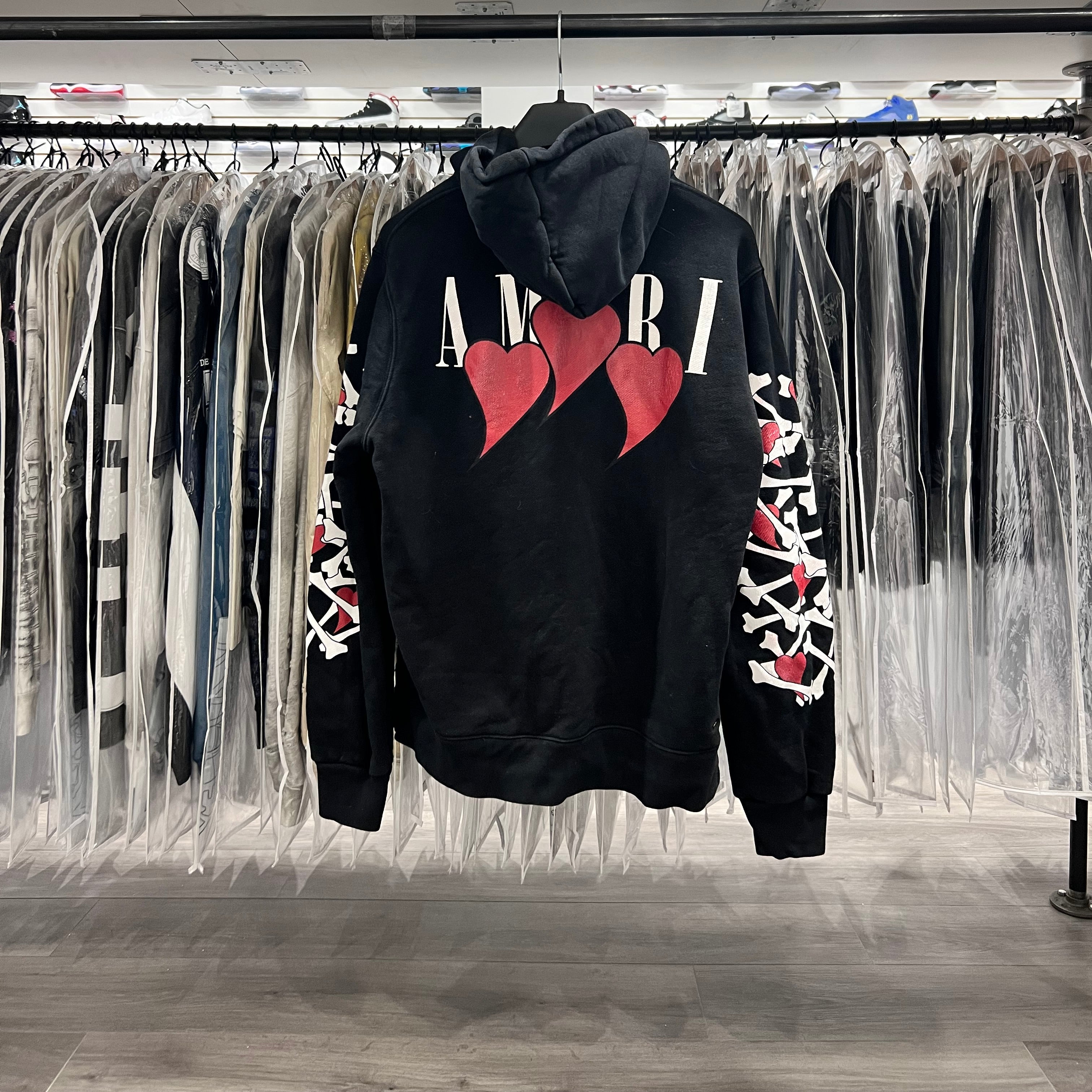 Amiri 3 Hearts Bones Hoodie Black (Lightly Worn)