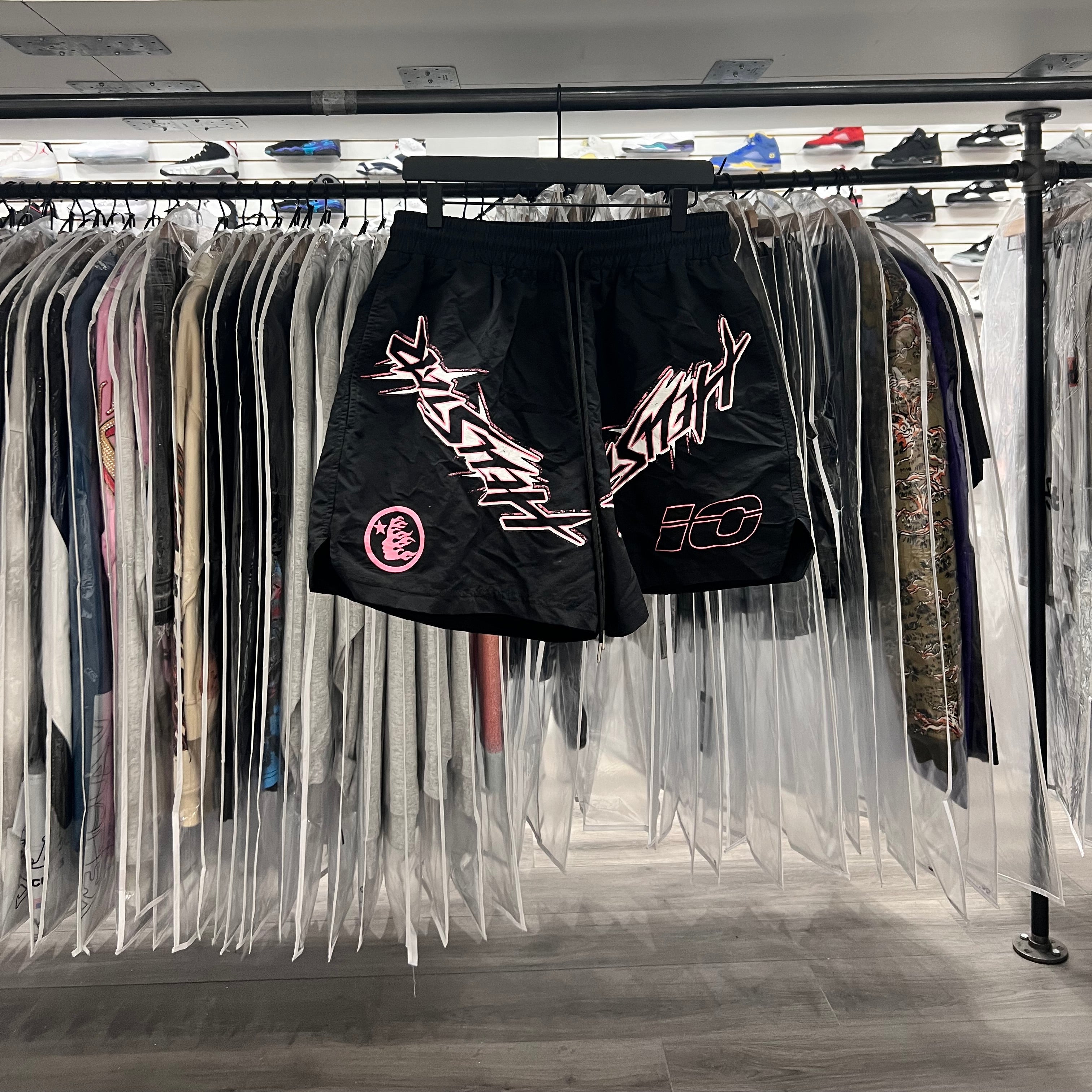 Hell Star Nylon Waxed Athletic Shorts Pink Black