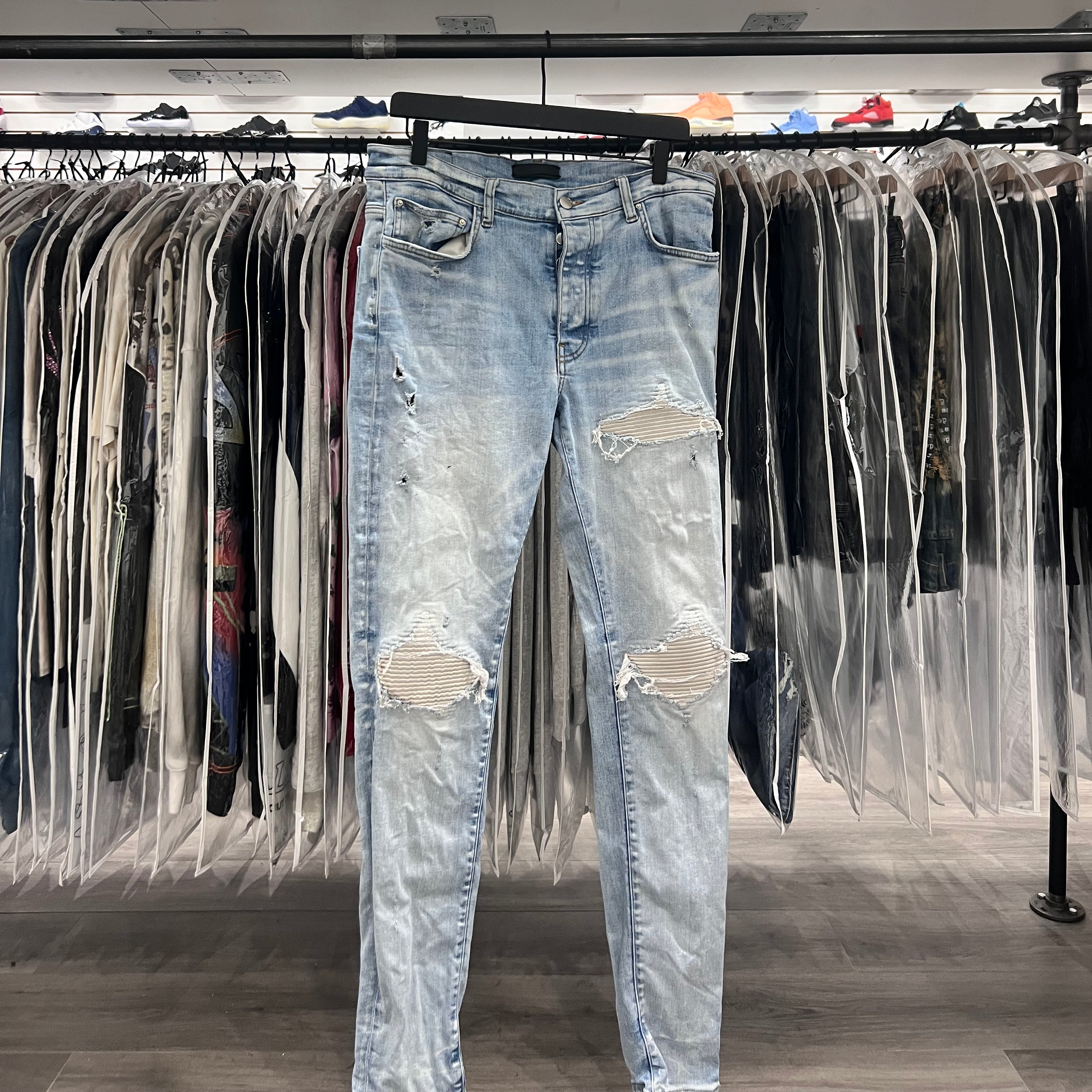 Amiri MX 1 Jeans Grey Patches (Lightly Worn)