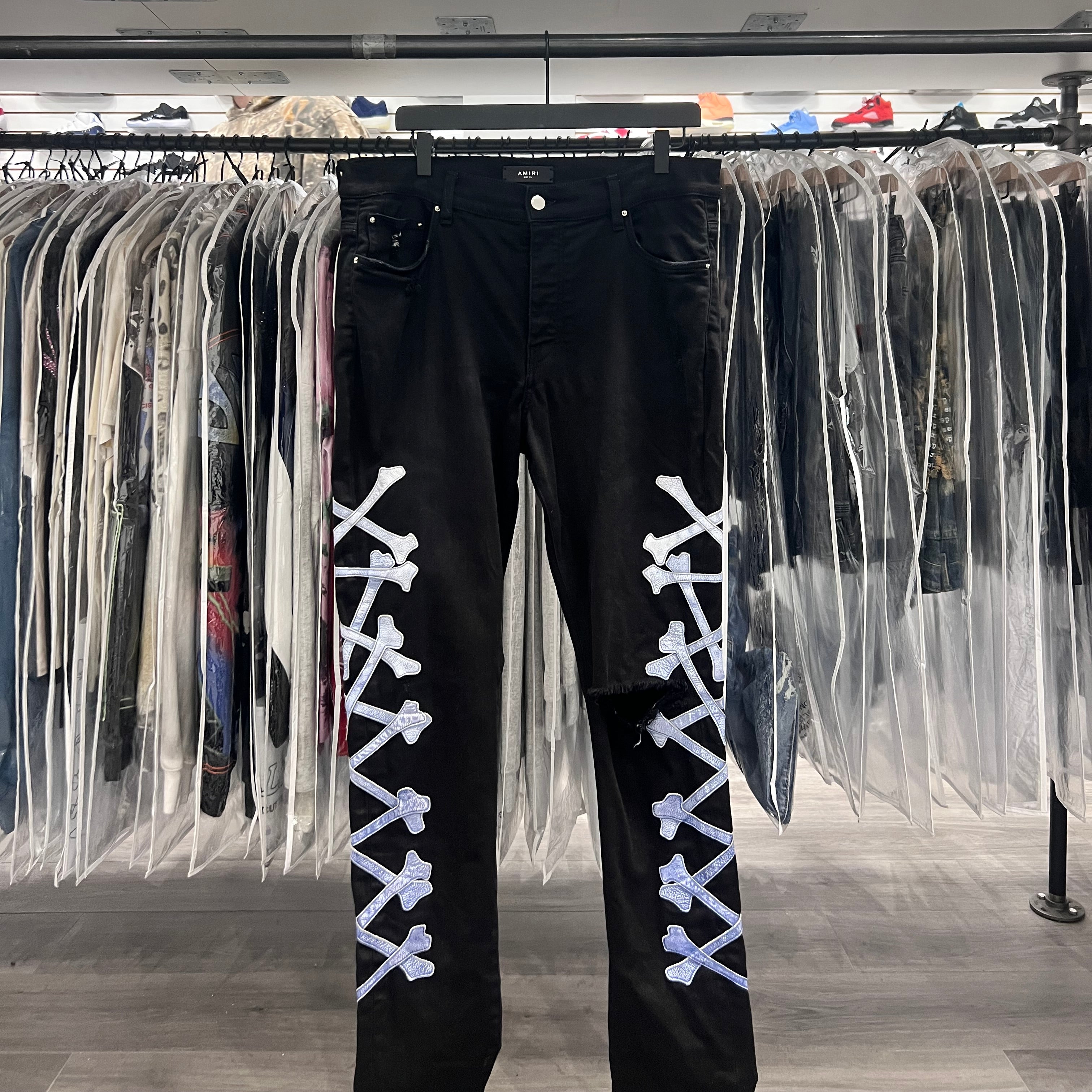 Amiri Jeans Black Blue Gradient Cross Bones (Lightly Worn)