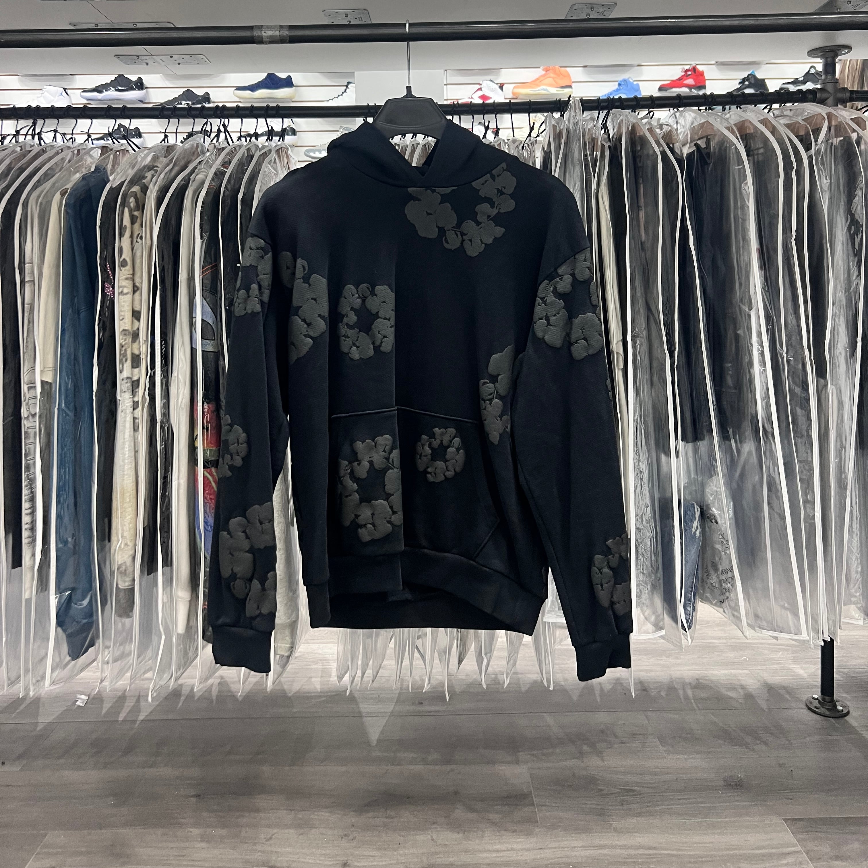 Denim Tears Cotton Wreath Black Monochrome Hoodie (Lightly Worn)