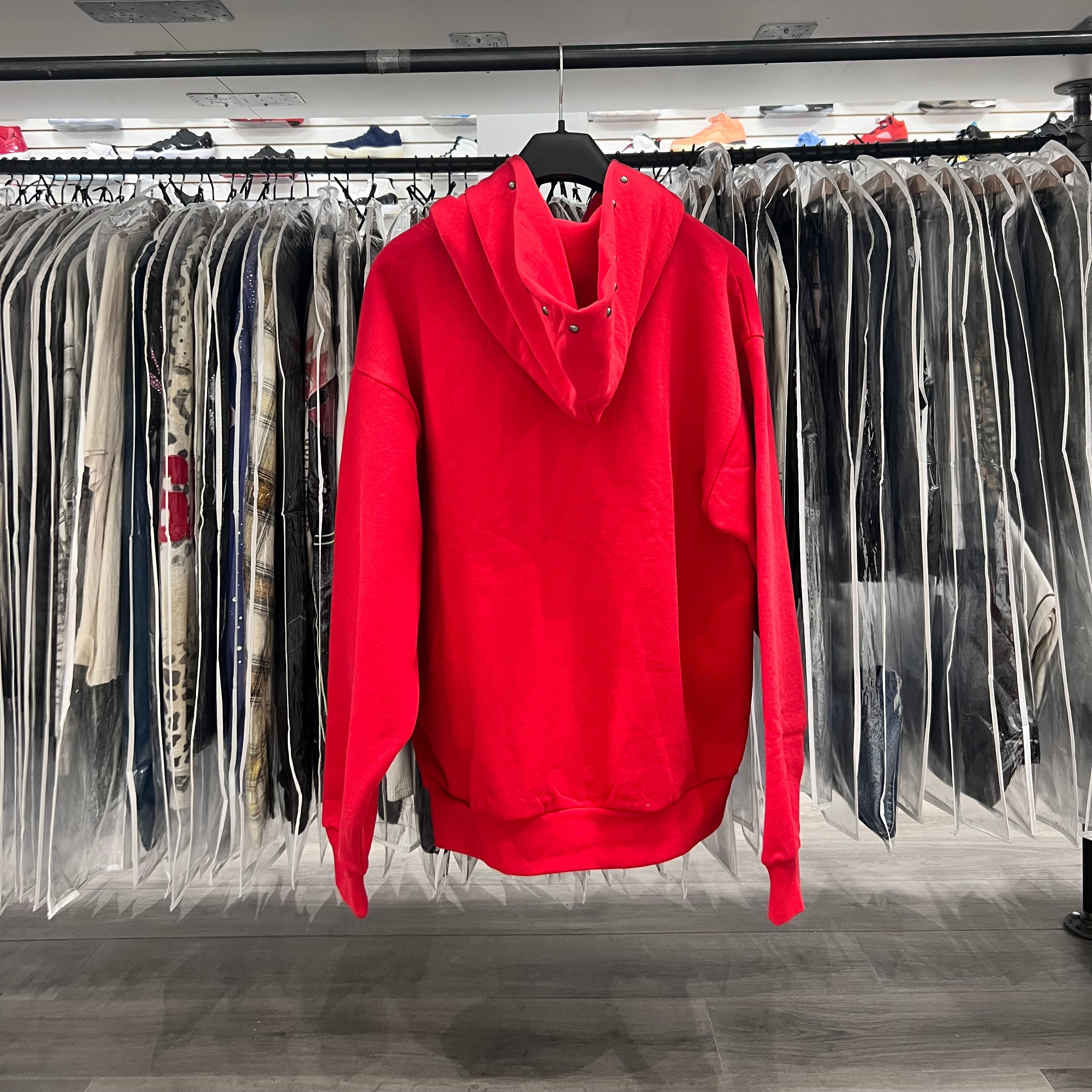 Sp5der Og Web Studded Zip Up Hoodie Red