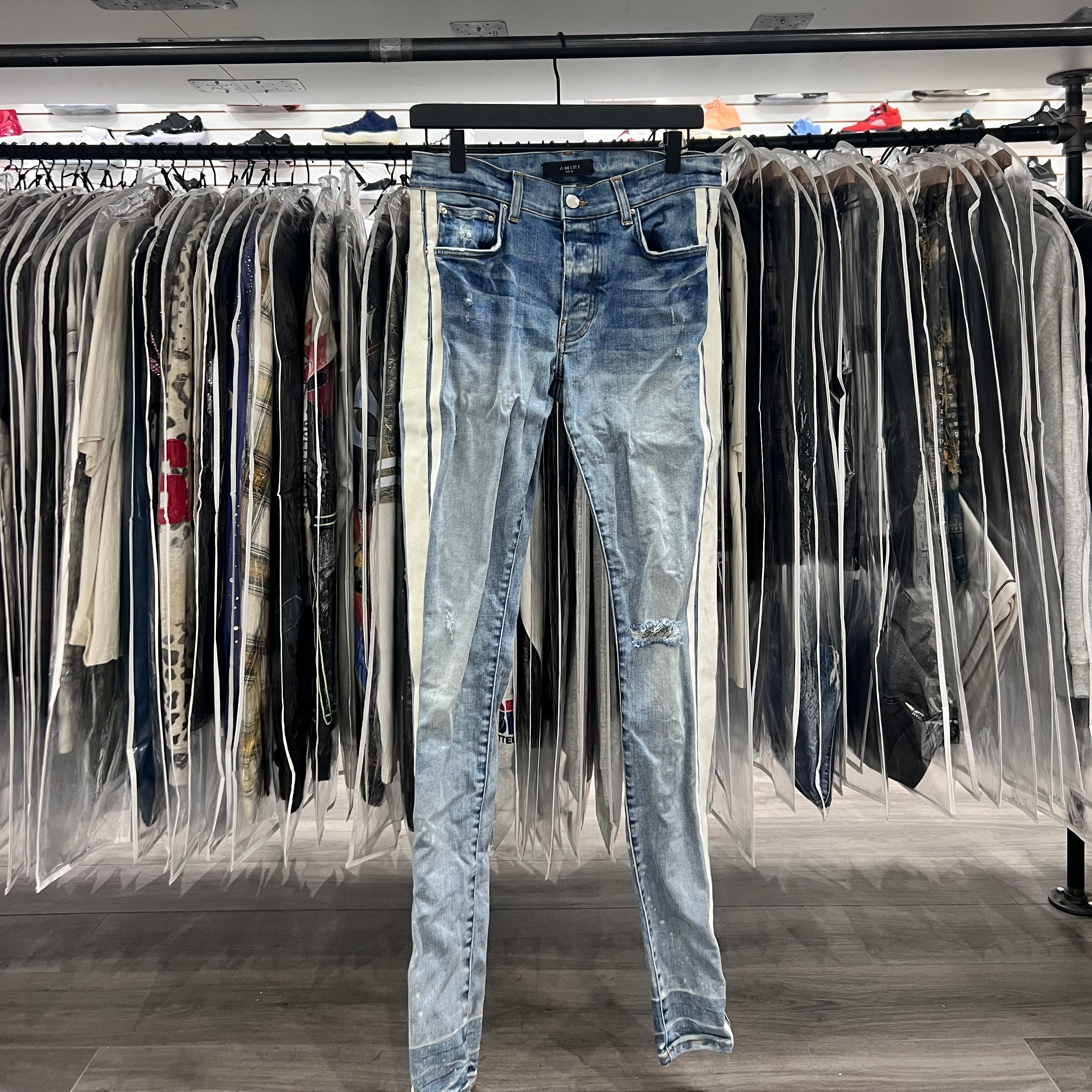 Amiri Track Stripe Jeans White (Lightly Worn)