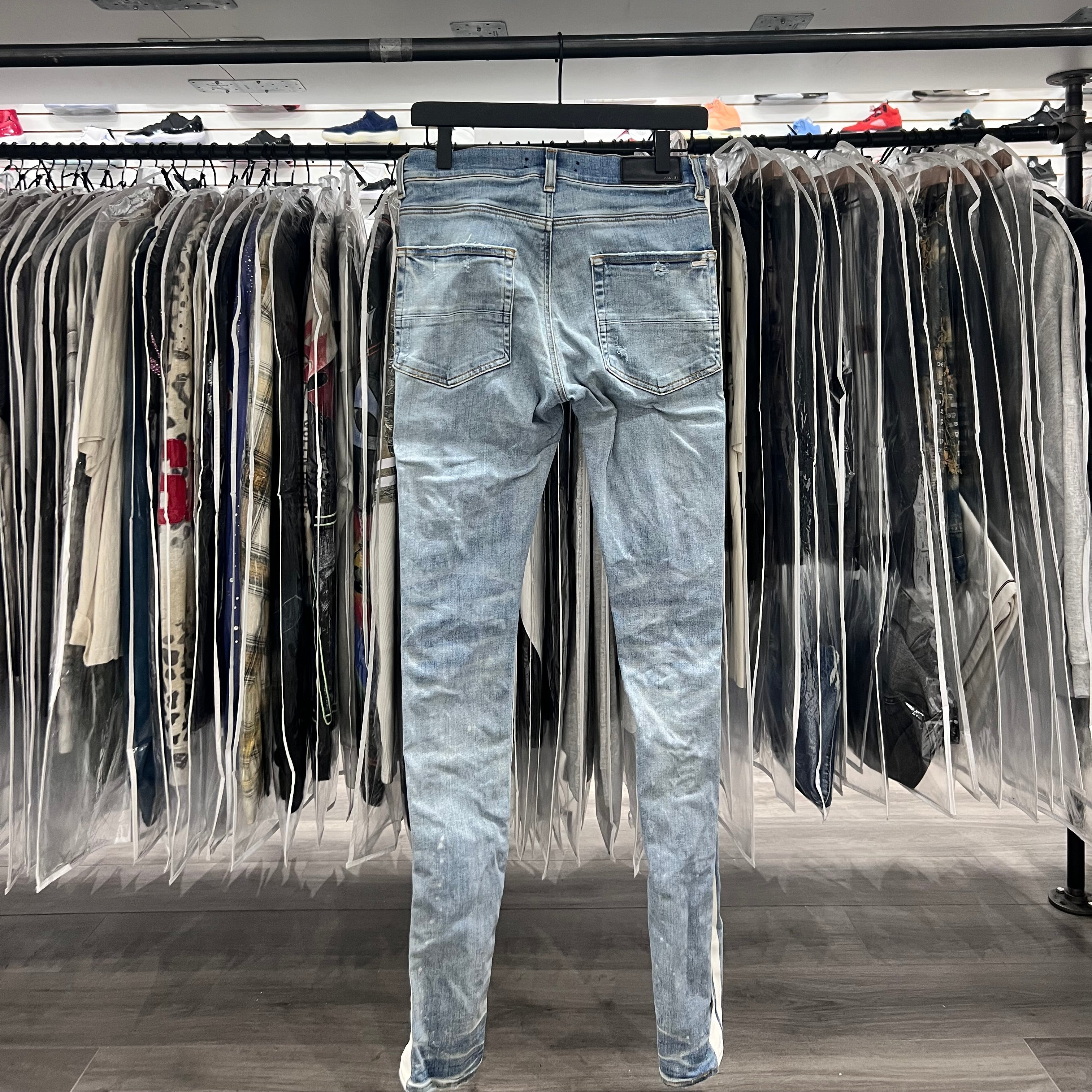 Amiri Track Stripe Jeans White (Lightly Worn)