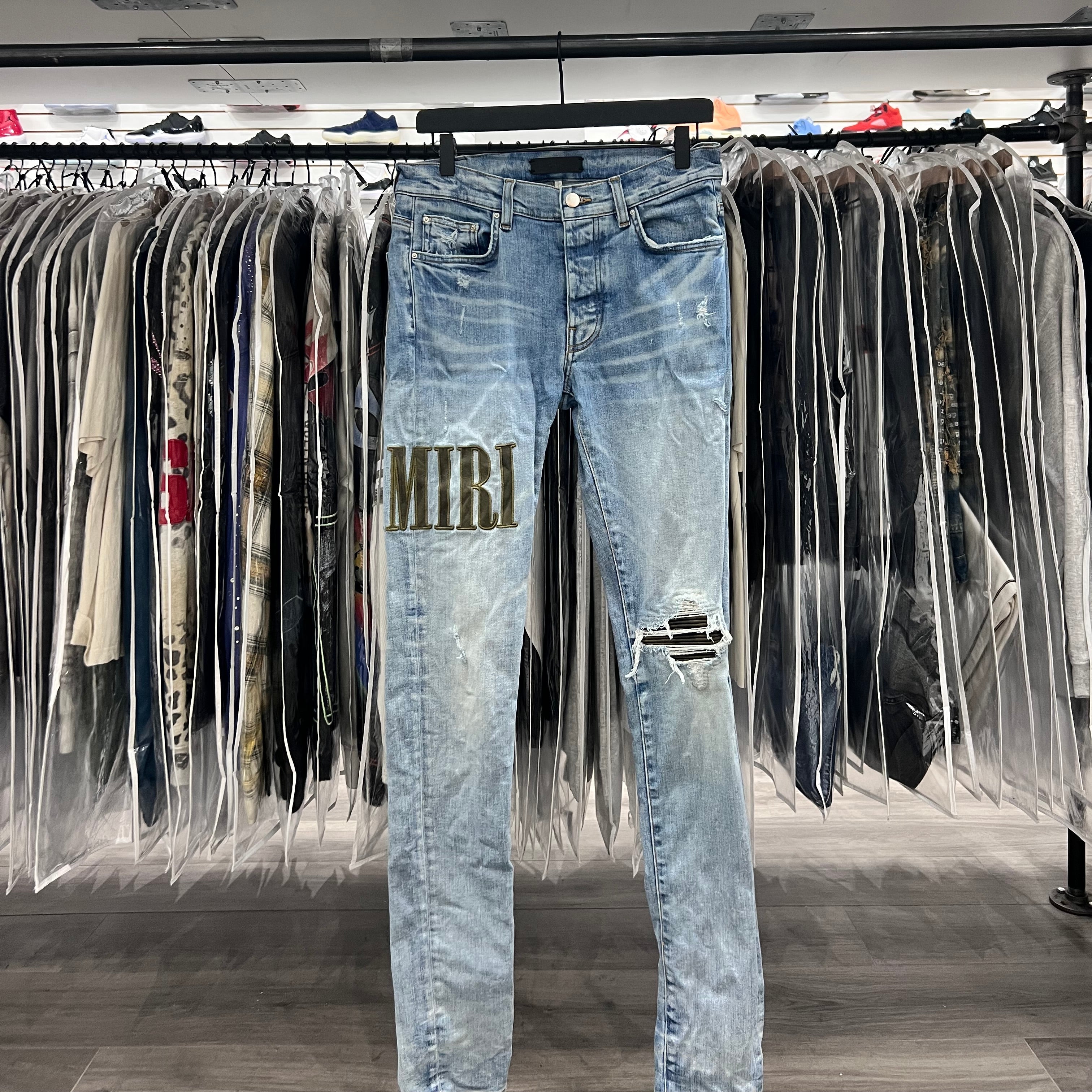 Amiri Olive Patch Jeans (Lightly Worn)