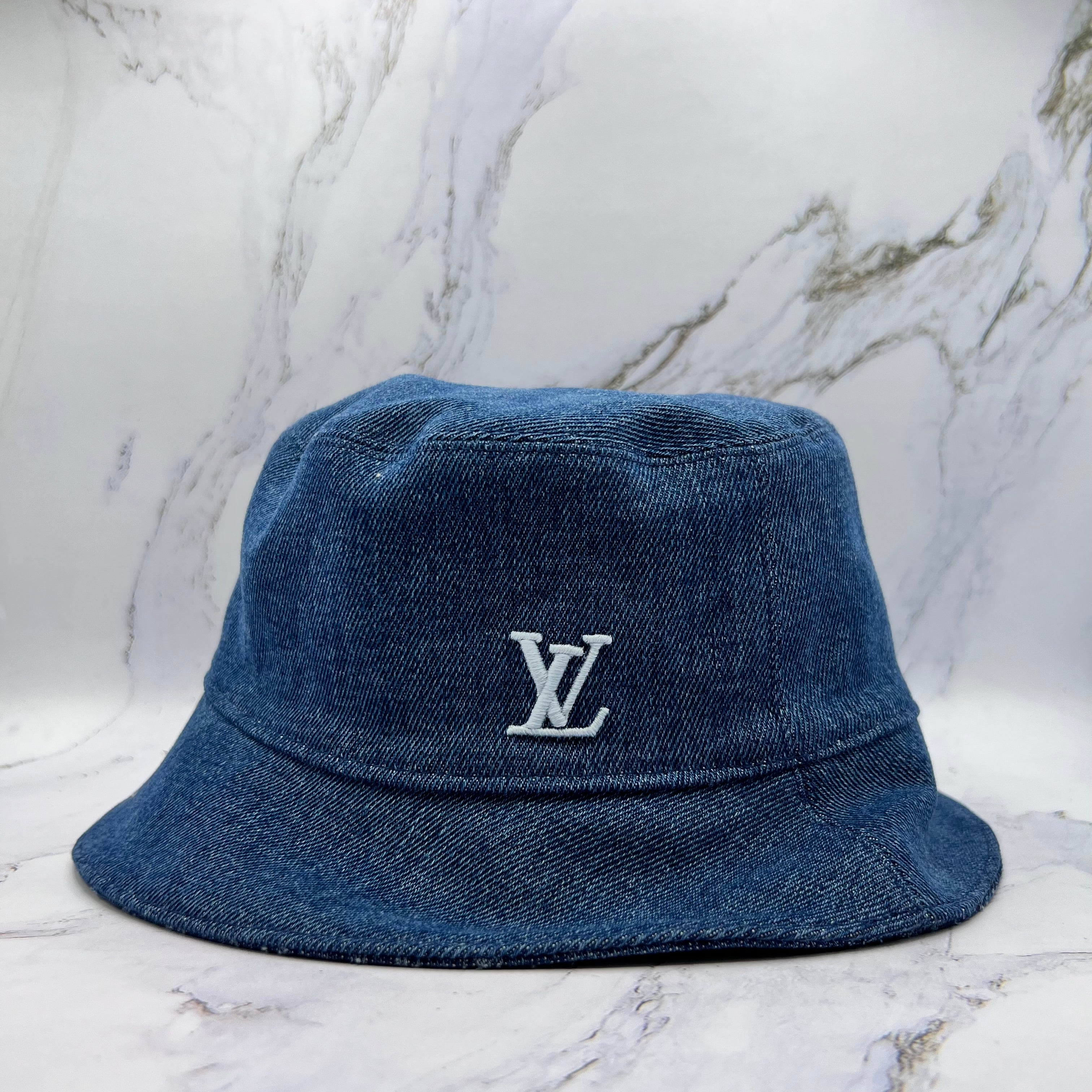 Louis Vuitton Reversible Blue Denim Monogram Bucket Hat (Lightly Worn)