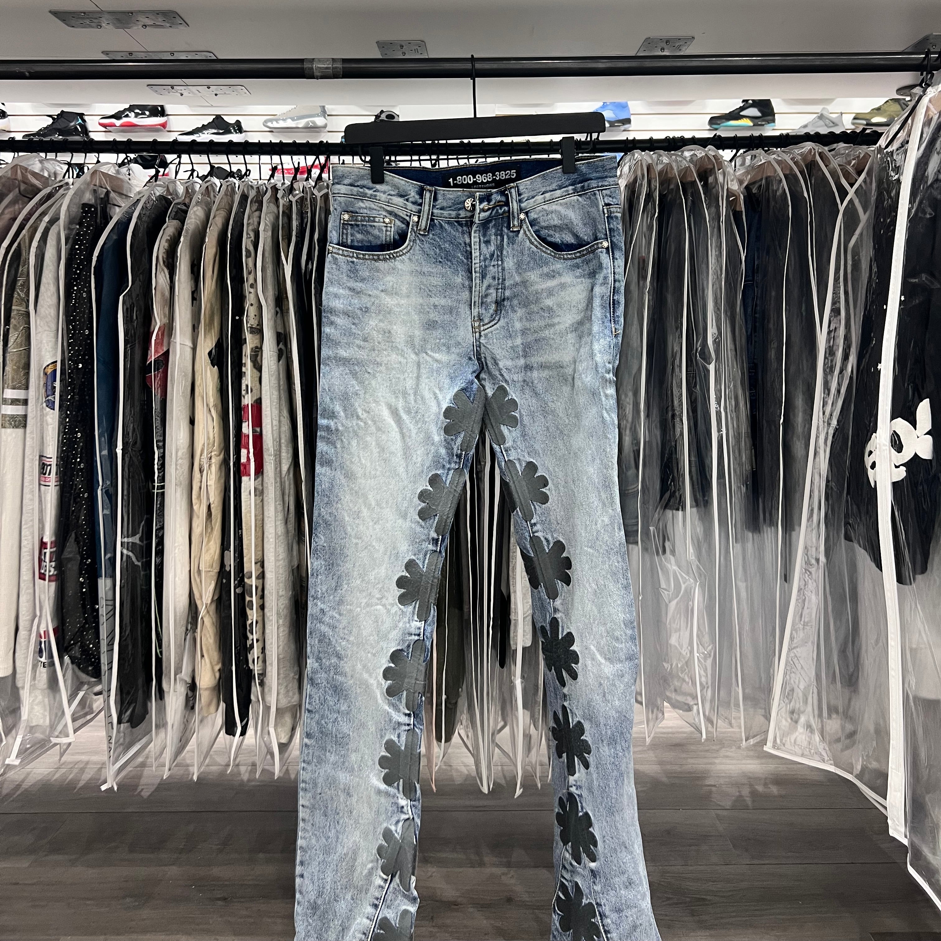 LOSTSHDWS Jeans Grey Flowers (Lightly Worn)
