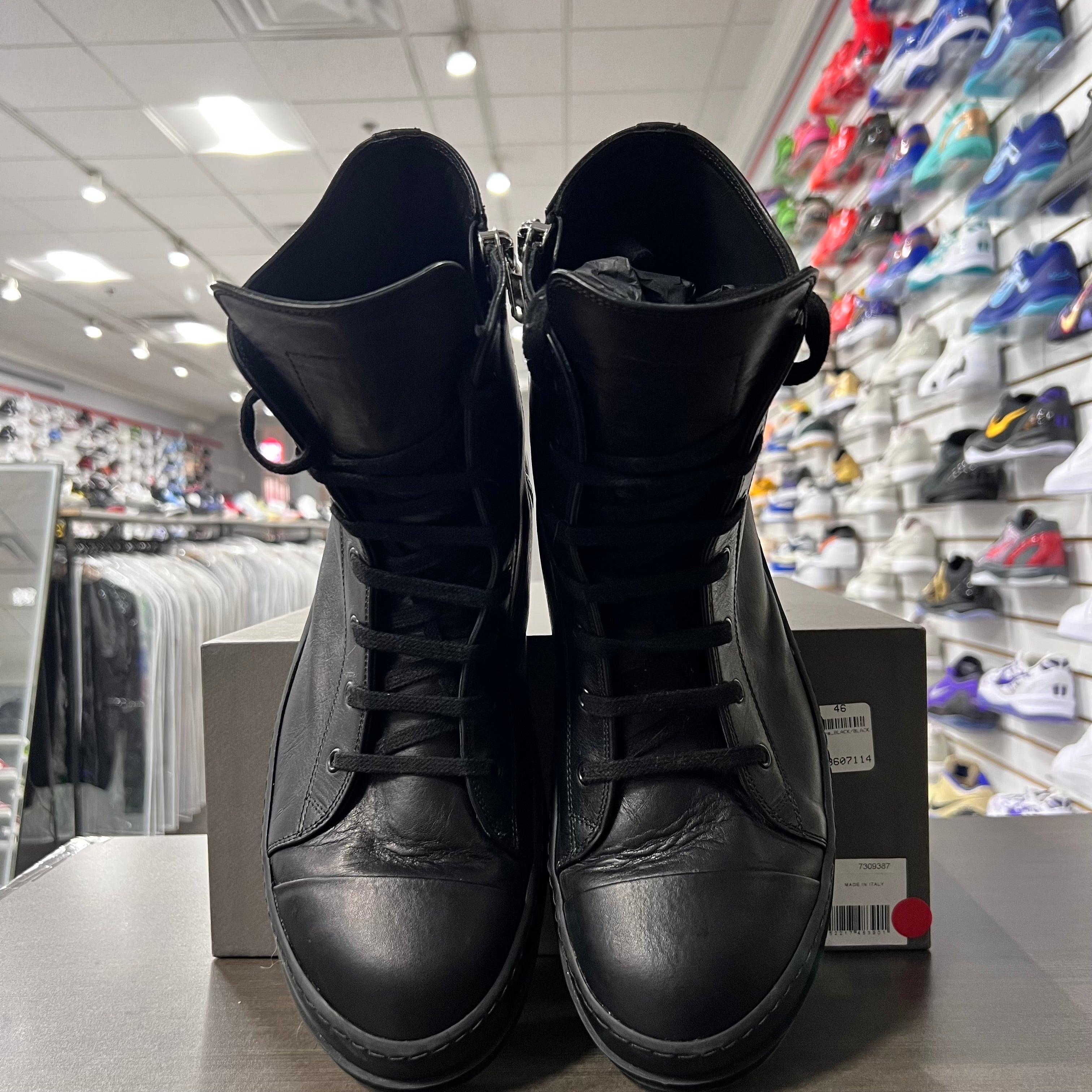 Rick Owens DRKSHDW Leather High Top Ramones Black (Lightly Worn)